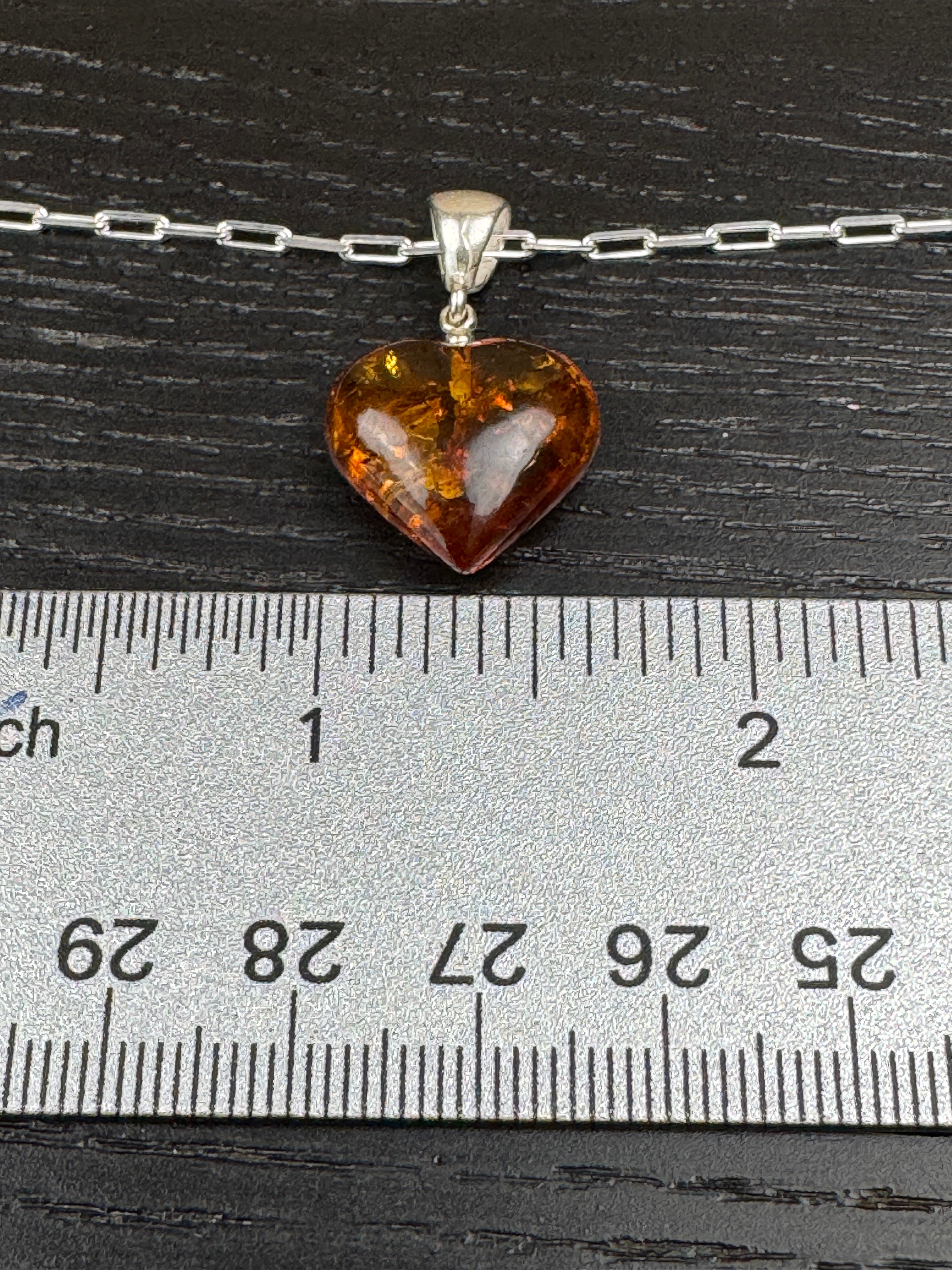 Sterling Silver & Baltic Amber Honey Heart Pendant – A Tiny Treasure Full of Love - Shipped on Chaince of Silver Chain
