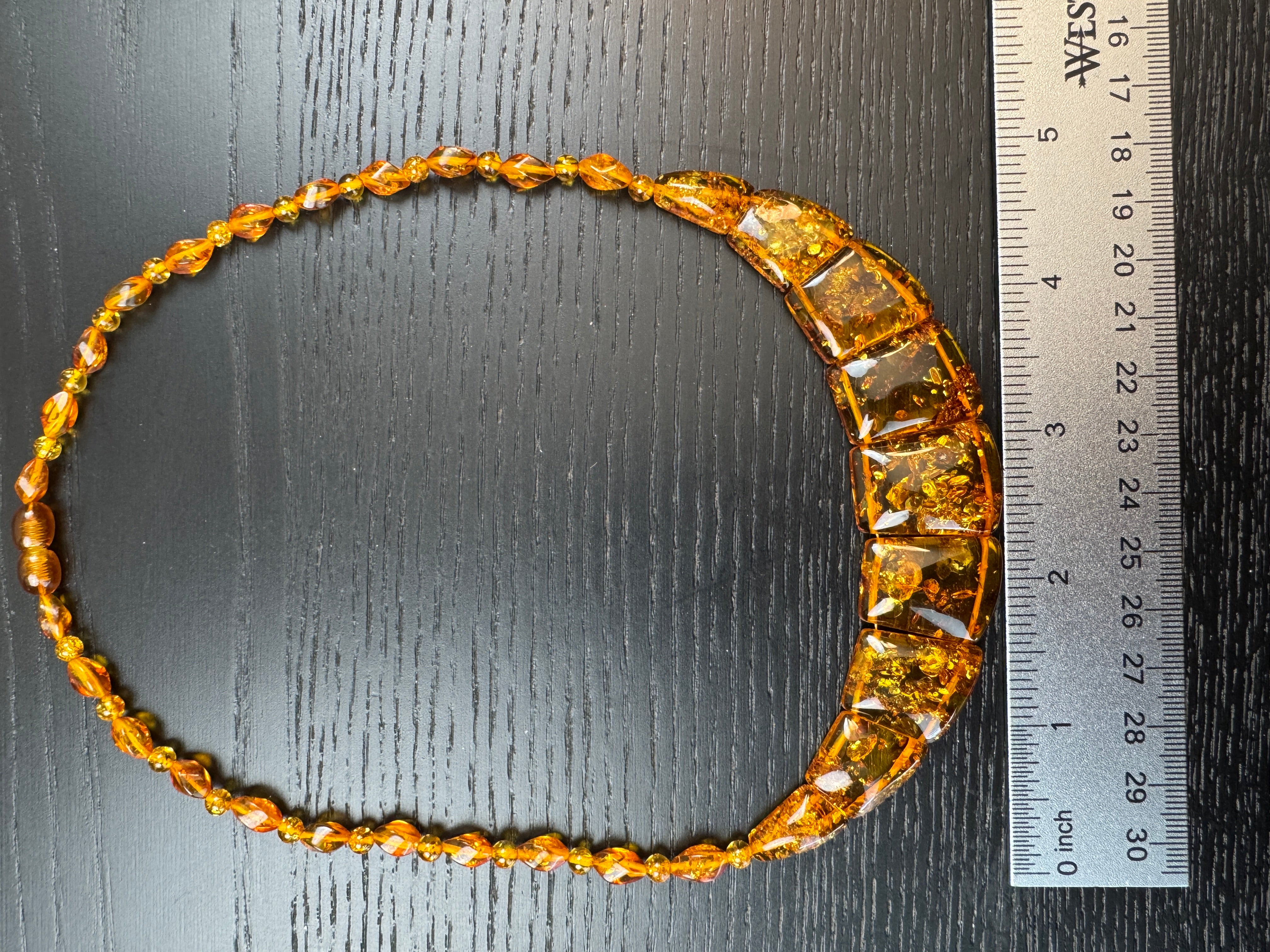 Honey Cognac Baltic Amber Bib Necklace – Genuine Graduated Beads, Handmade in Lithuania