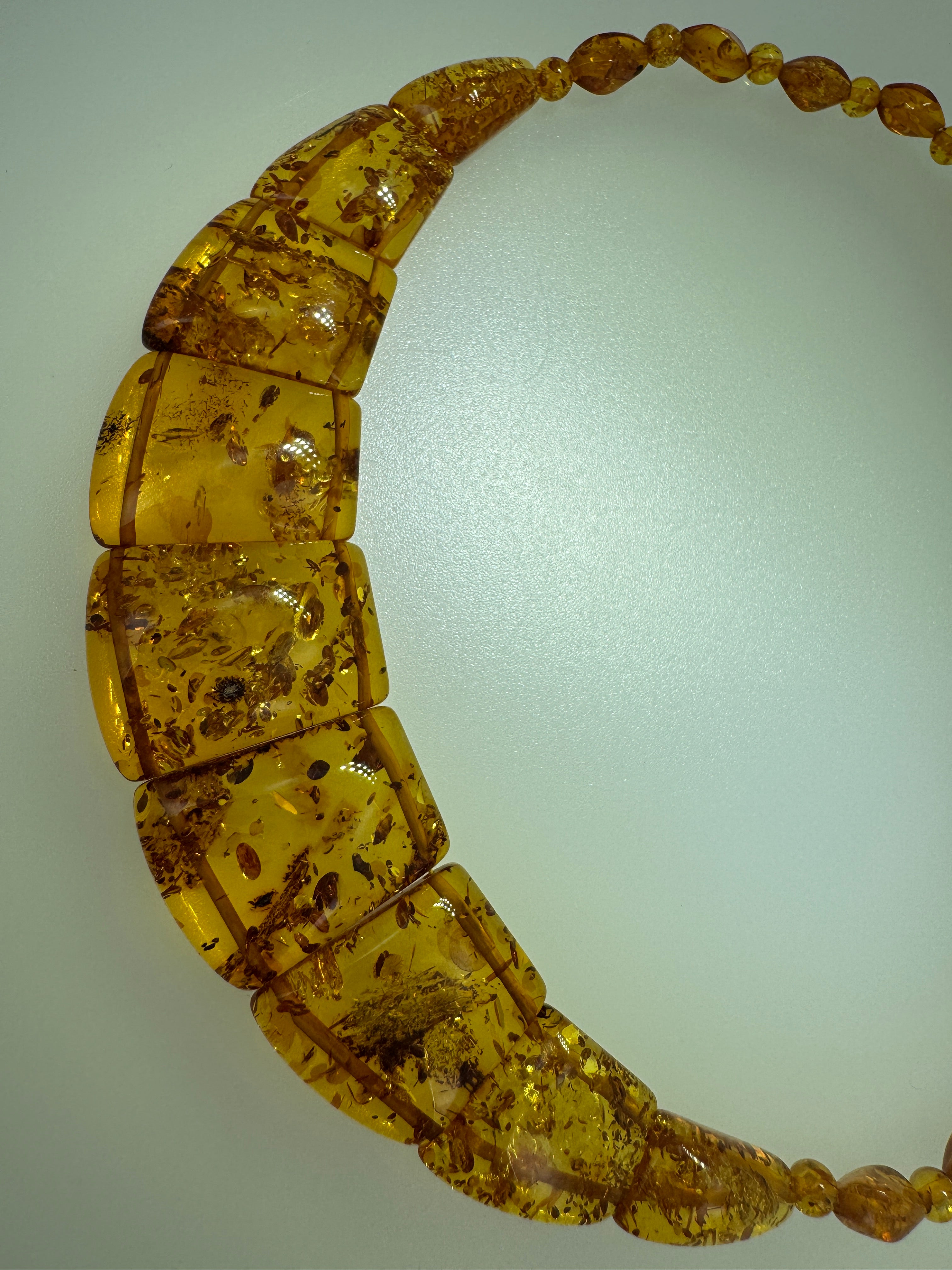 Honey Cognac Baltic Amber Bib Necklace – Genuine Graduated Beads, Handmade in Lithuania