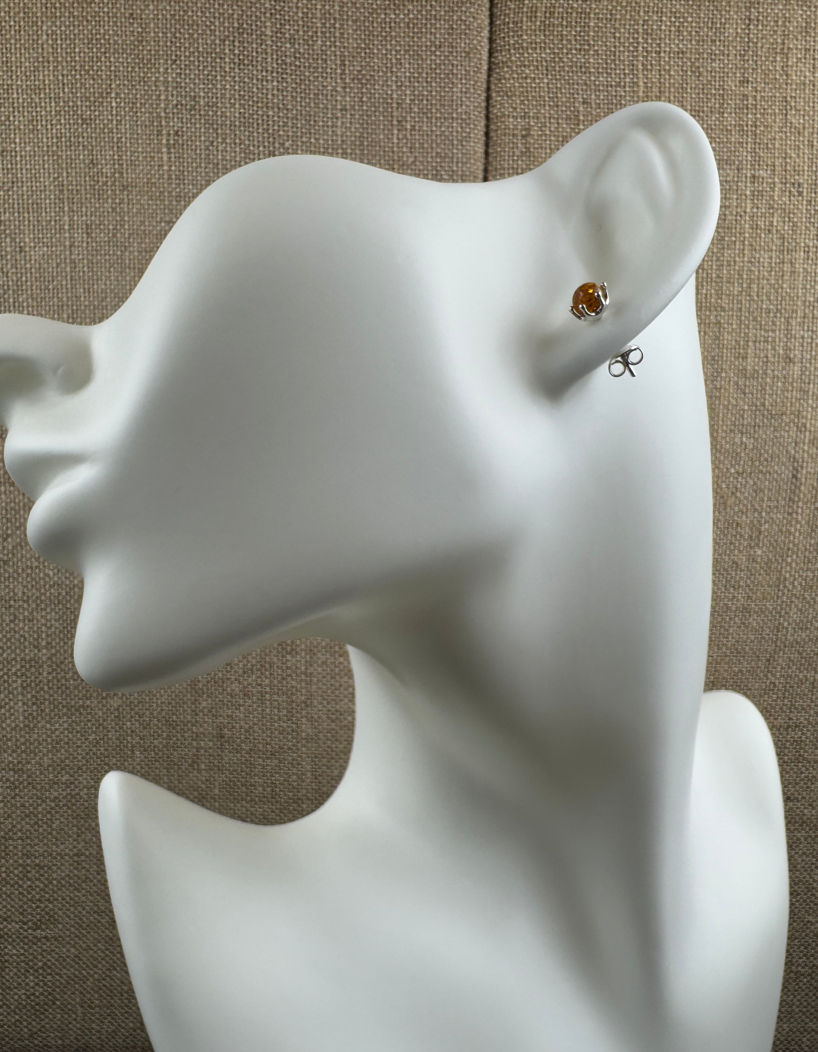 Simple, Classic Cognac Baltic Amber Post Earrings – Everyday Stud Design in Sterling Silver