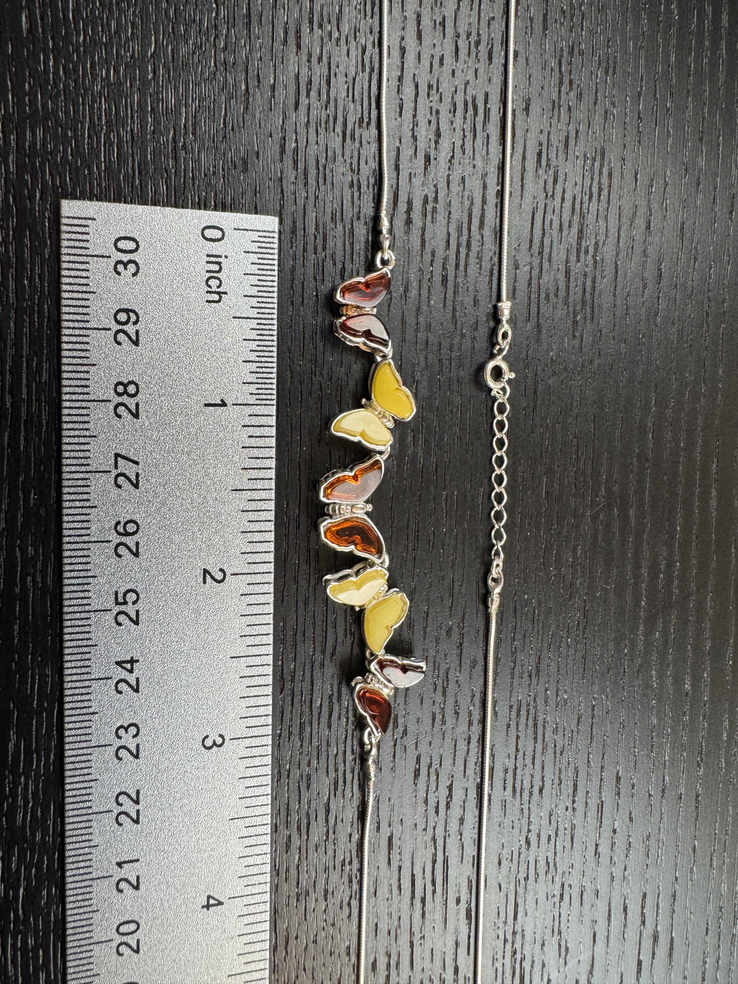 Genuine Baltic Amber Butterfly Charm Necklace – Cognac and Butterscotch Amber