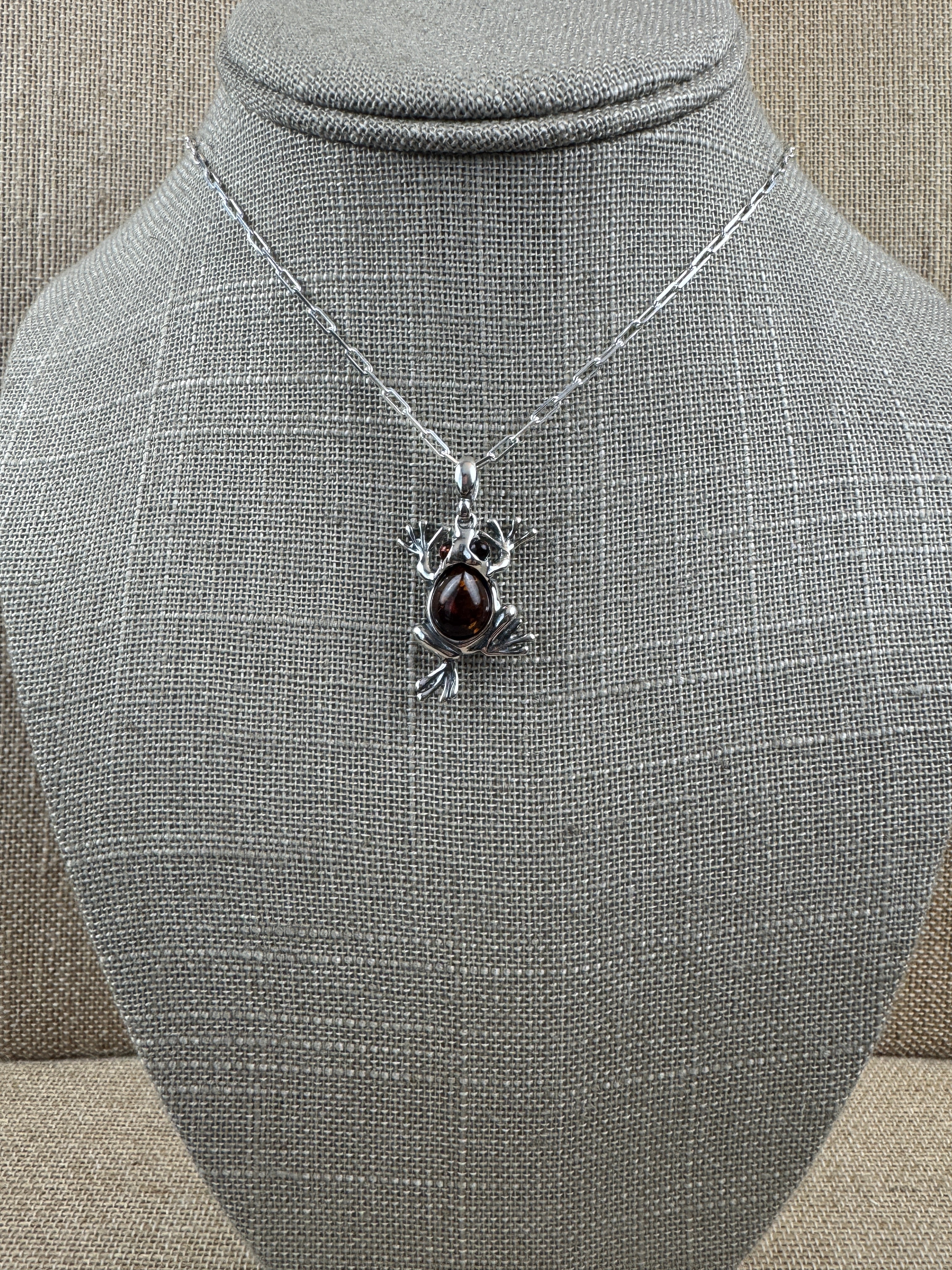 Sterling Silver Baltic Amber Frog Pendant – A Tribute to Nature