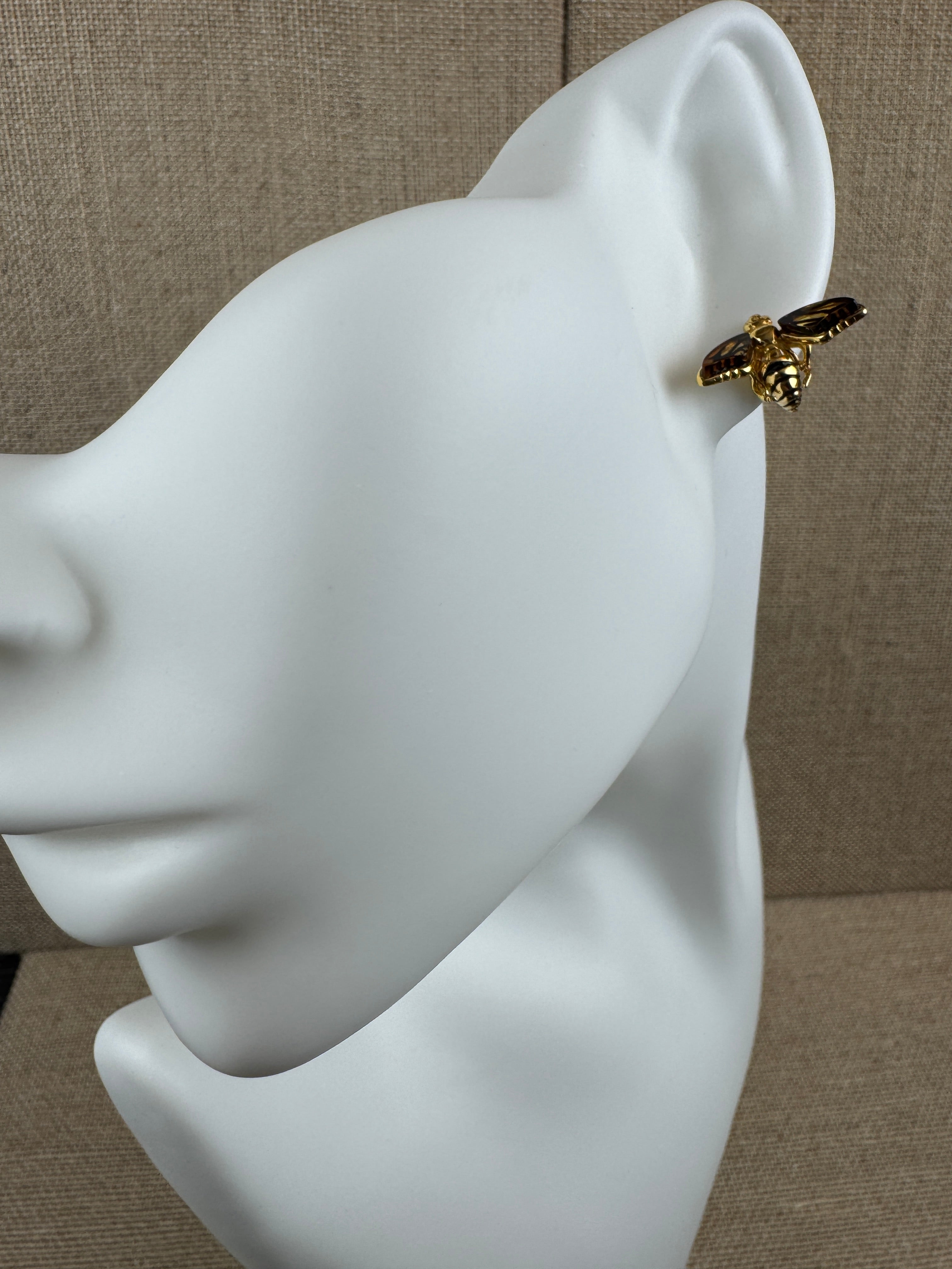 Baltic Amber Gold Bumblebee Earrings – Handcrafted in Gold Platted Sterling Silver