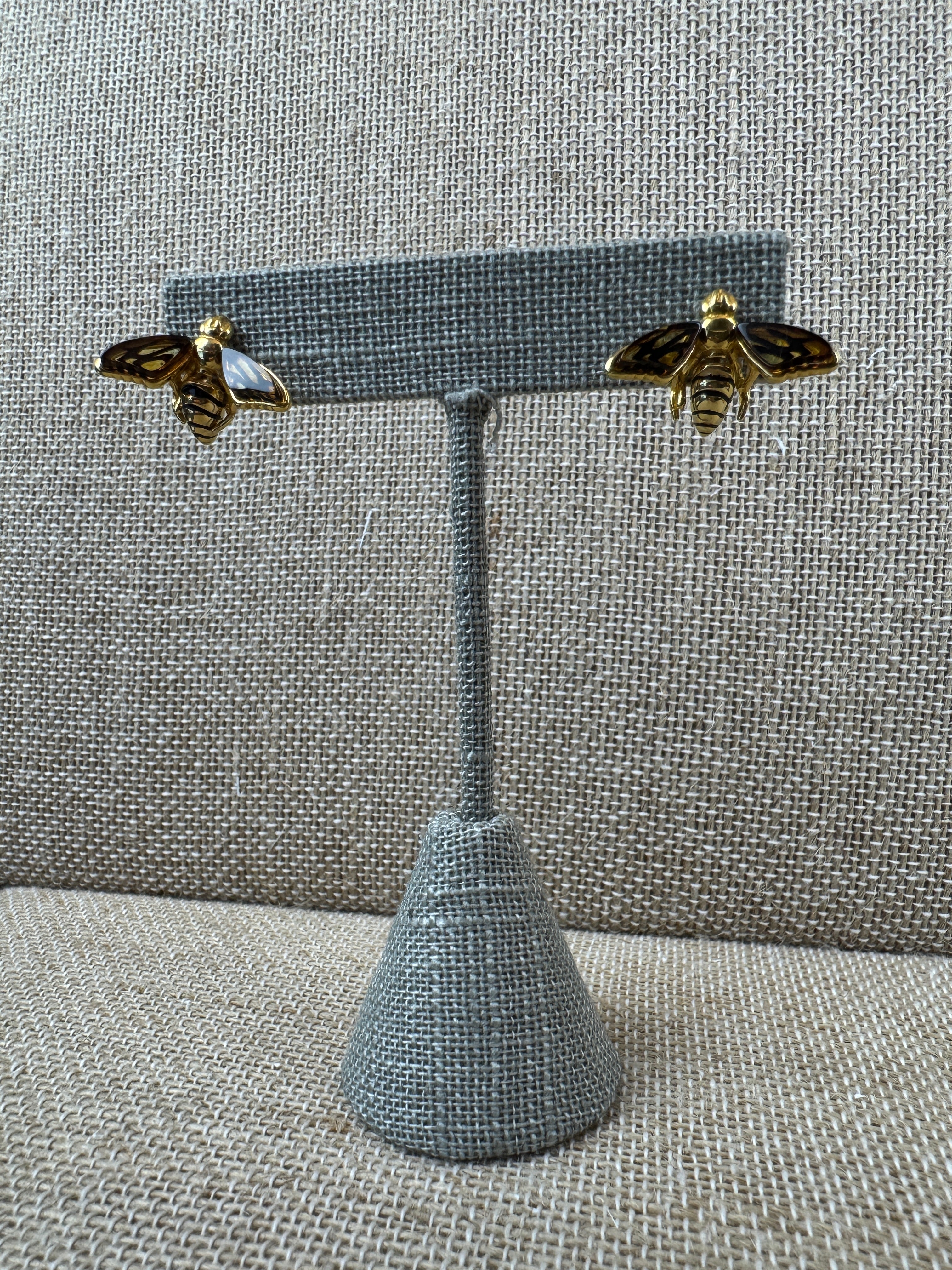 Baltic Amber Gold Bumblebee Earrings – Handcrafted in Gold Platted Sterling Silver