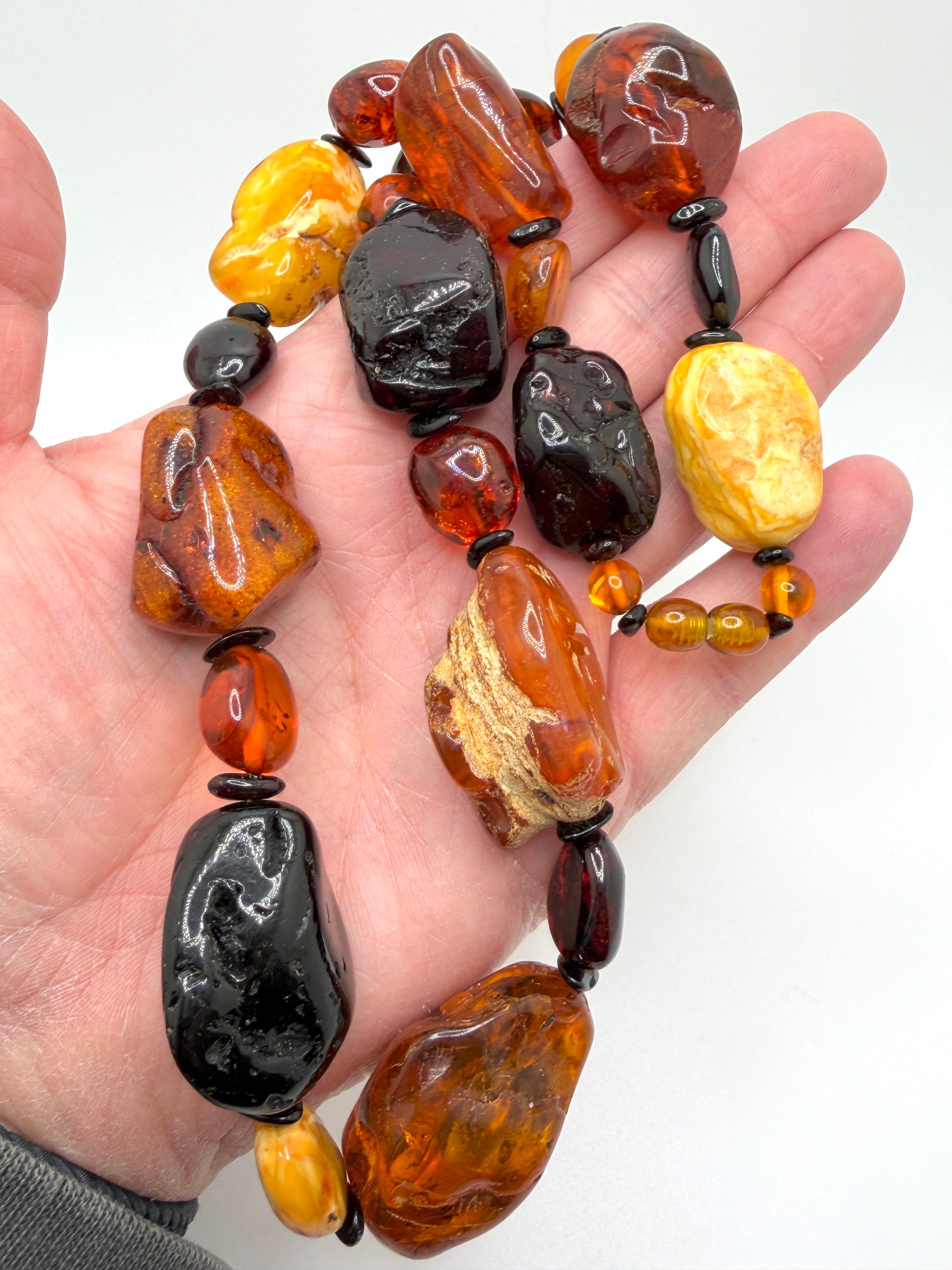 Oversized Multicolor Baltic Amber Chunk Necklace