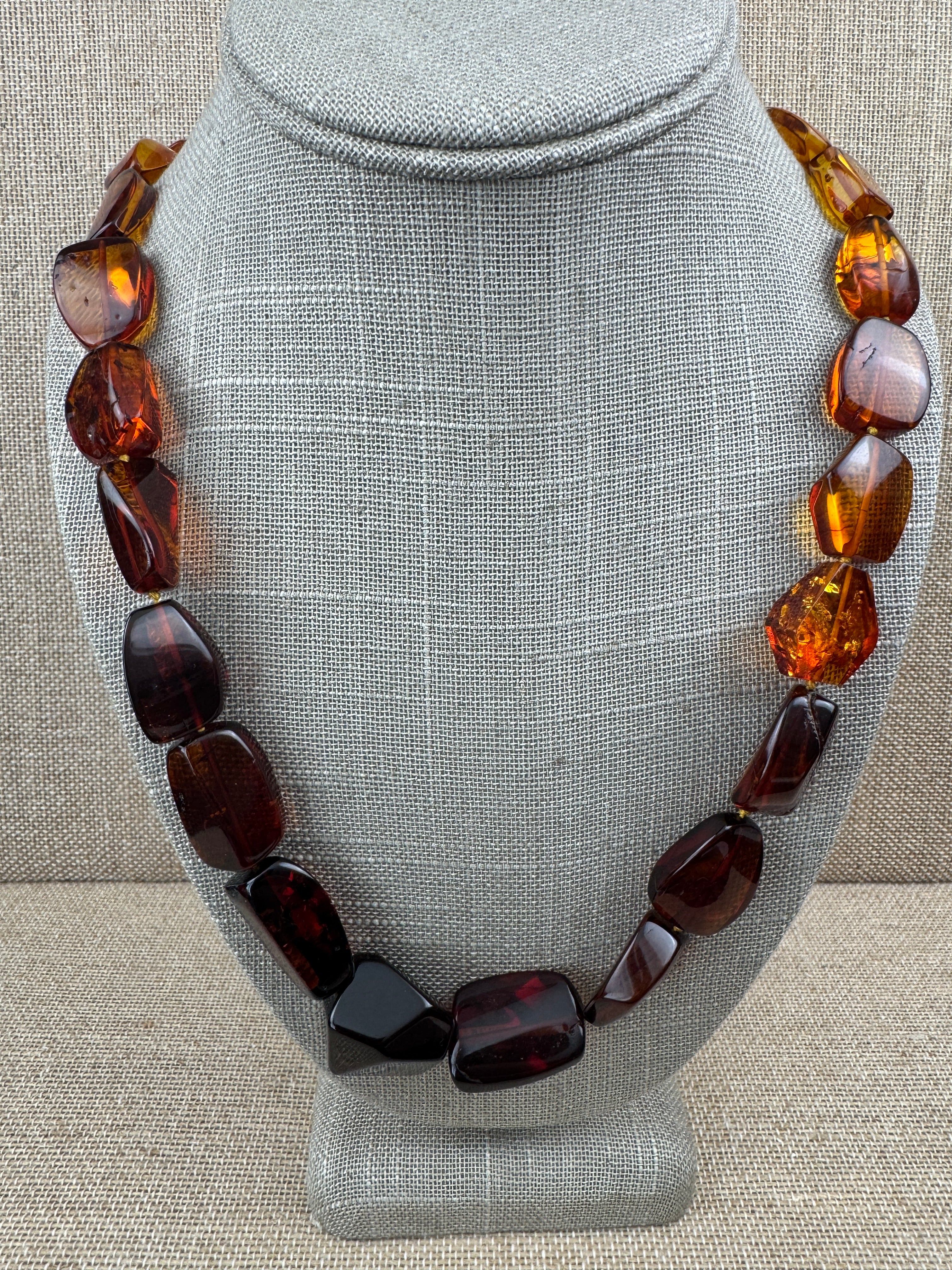 Genuine Baltic Amber Ombré Necklace – Lemon, Cognac & Cherry, Hand Cut in Lithuania
