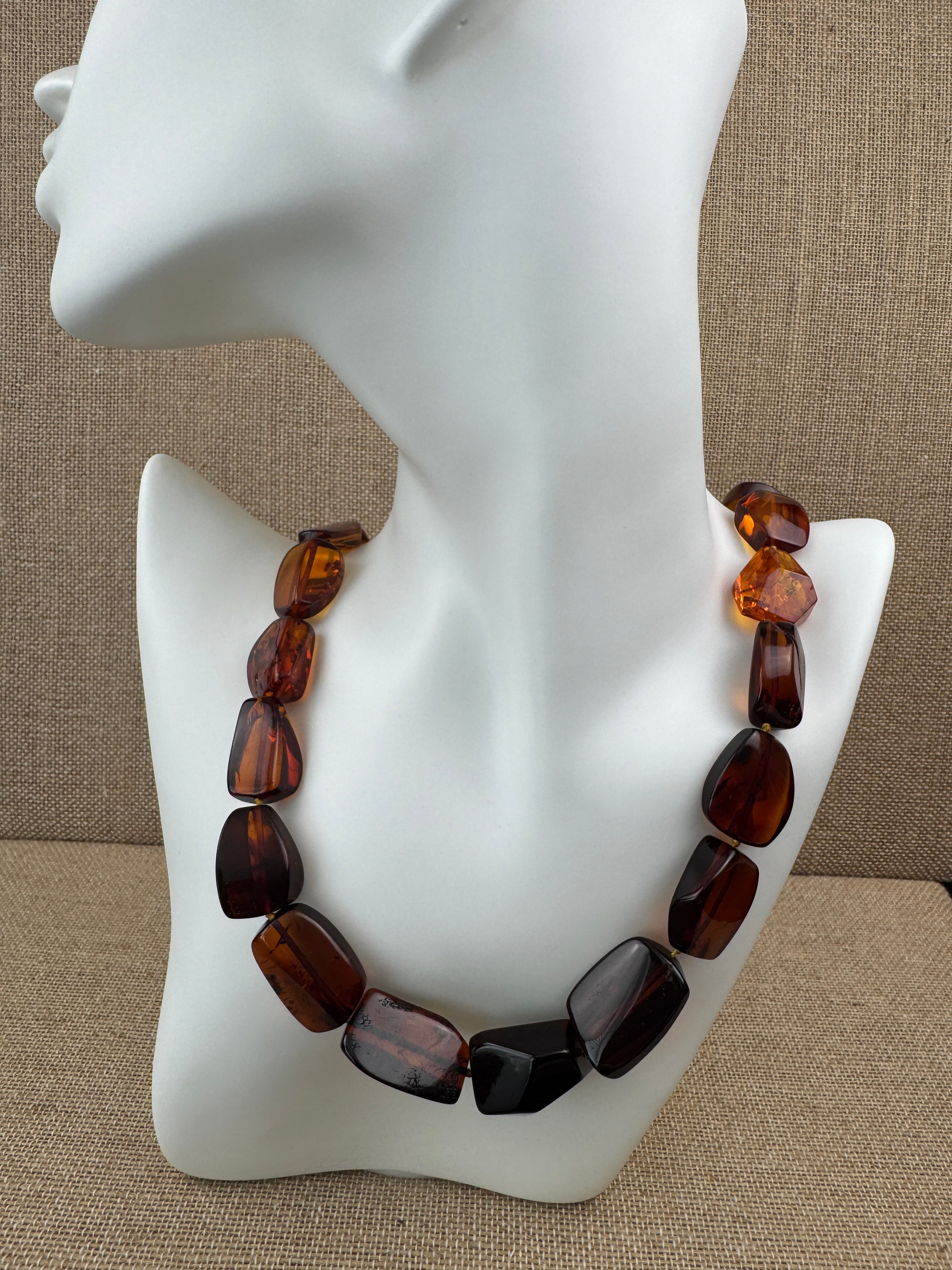 Genuine Baltic Amber Ombré Necklace – Lemon, Cognac & Cherry, Hand Cut in Lithuania