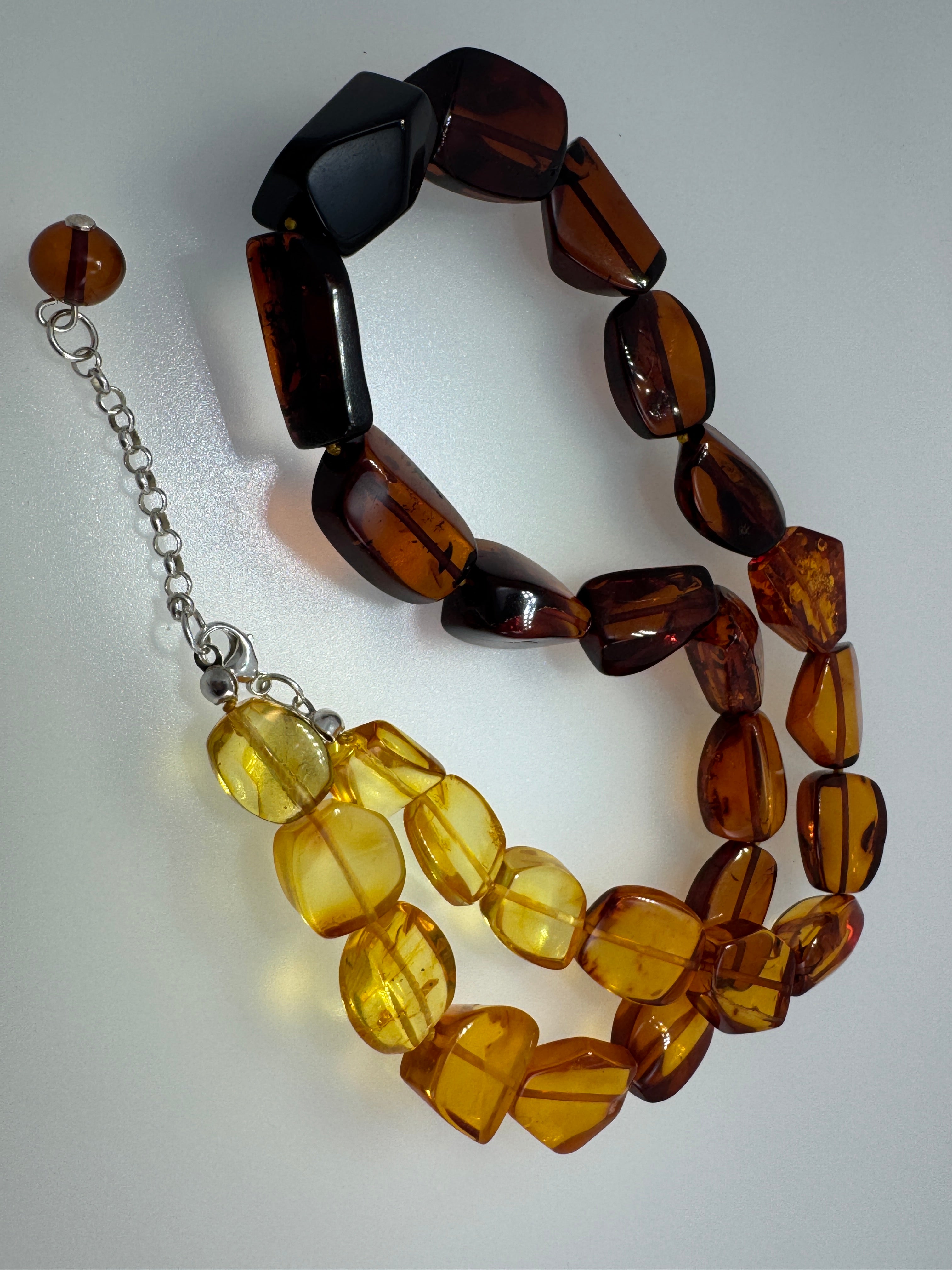 Genuine Baltic Amber Ombré Necklace – Lemon, Cognac & Cherry, Hand Cut in Lithuania