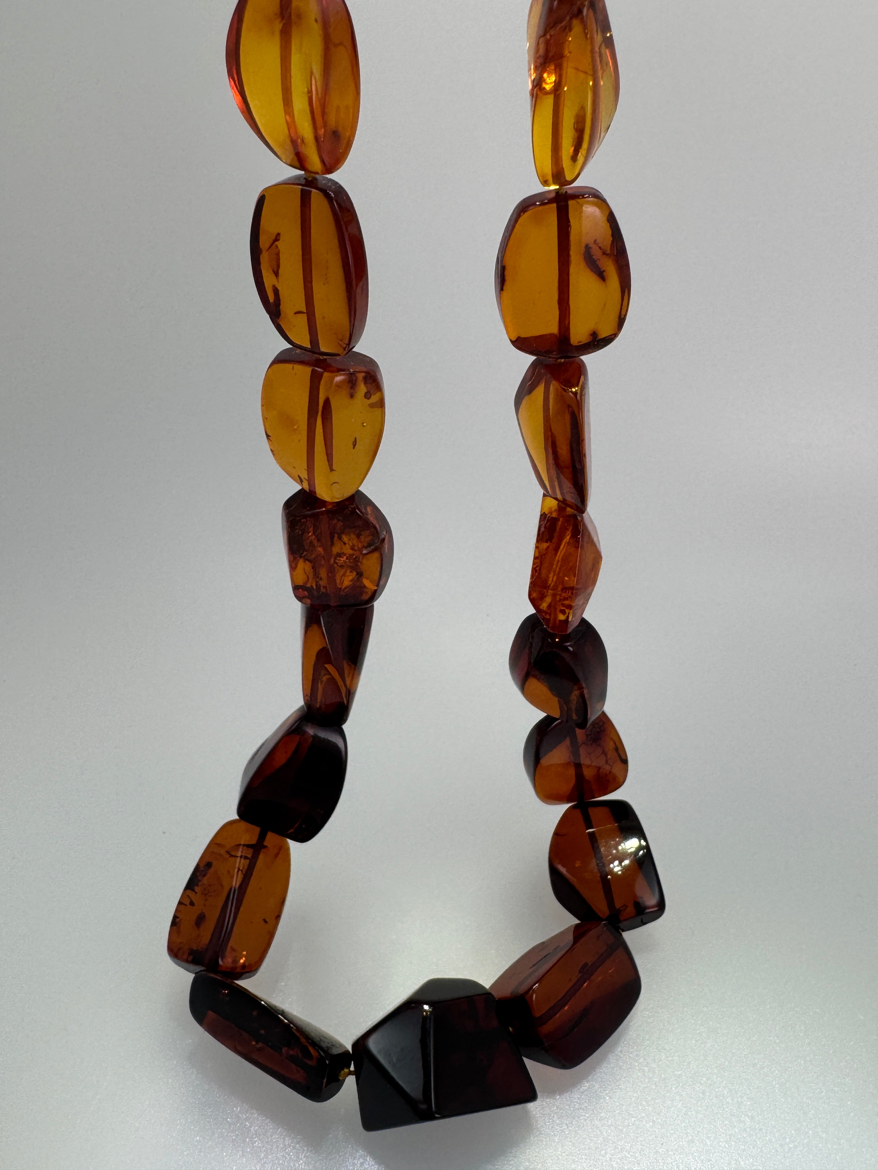 Genuine Baltic Amber Ombré Necklace – Lemon, Cognac & Cherry, Hand Cut in Lithuania