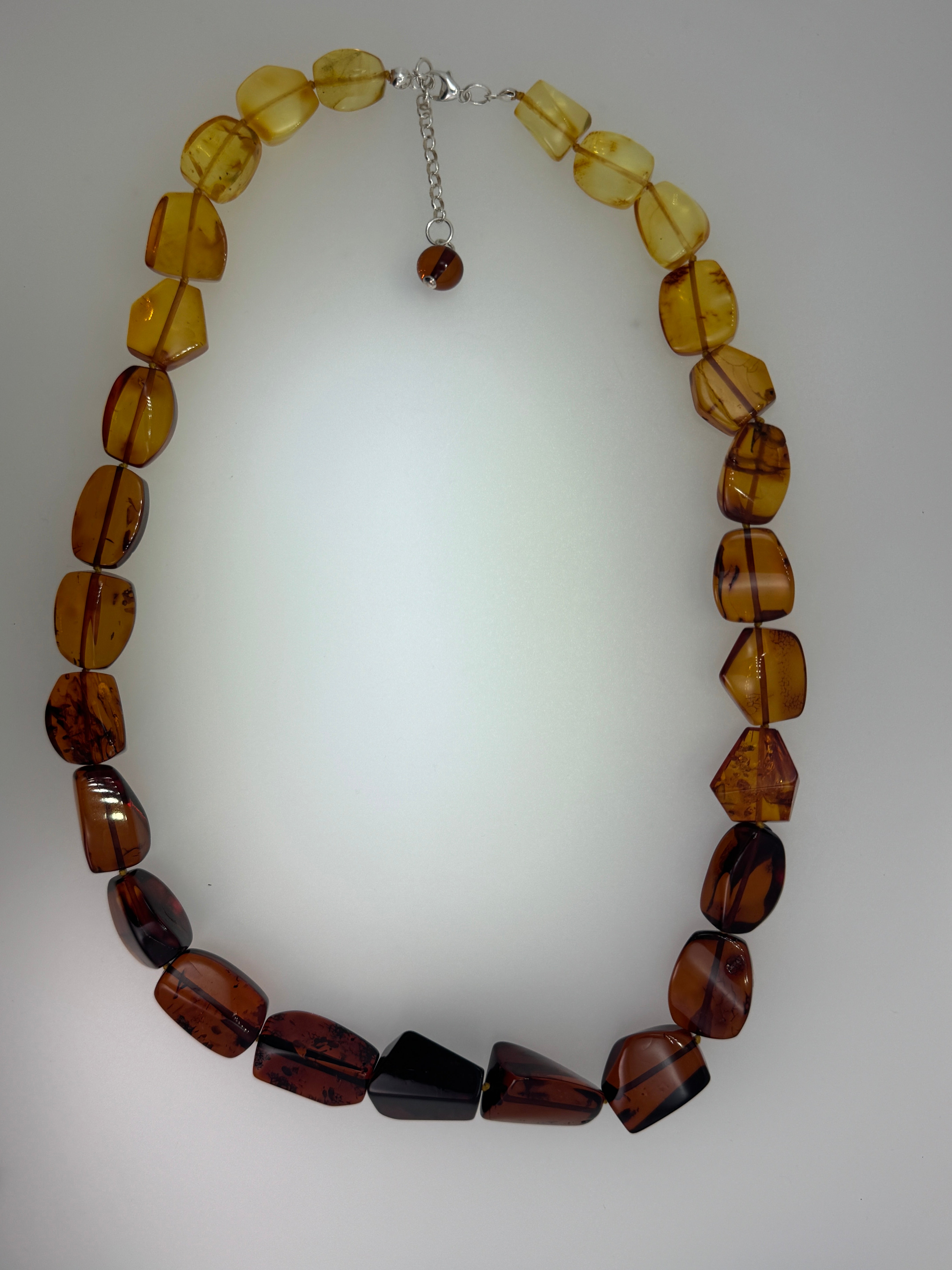 Genuine Baltic Amber Ombré Necklace – Lemon, Cognac & Cherry, Hand Cut in Lithuania