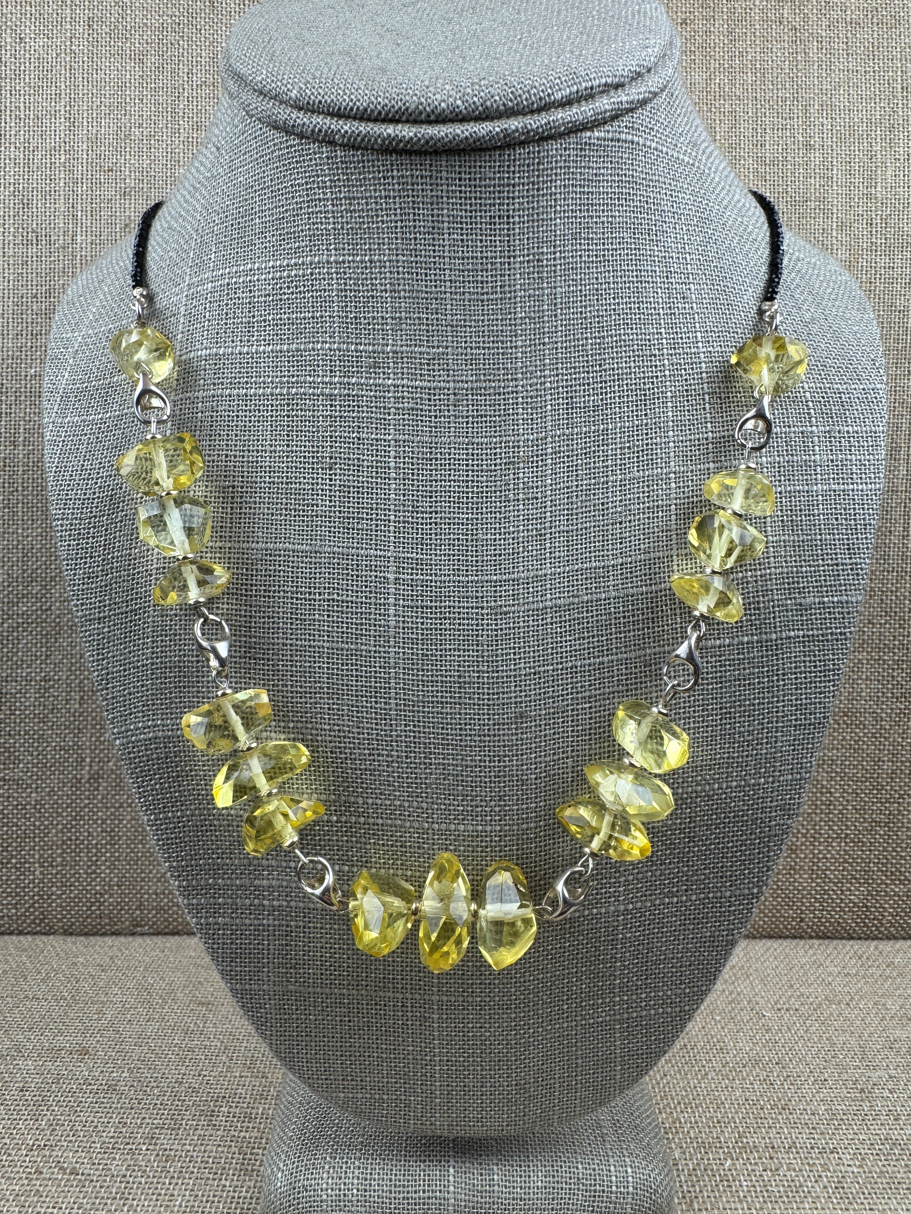 Lemon Amber Bead Necklace with Black Onyx – Handcrafted 24” Design from Lithuania