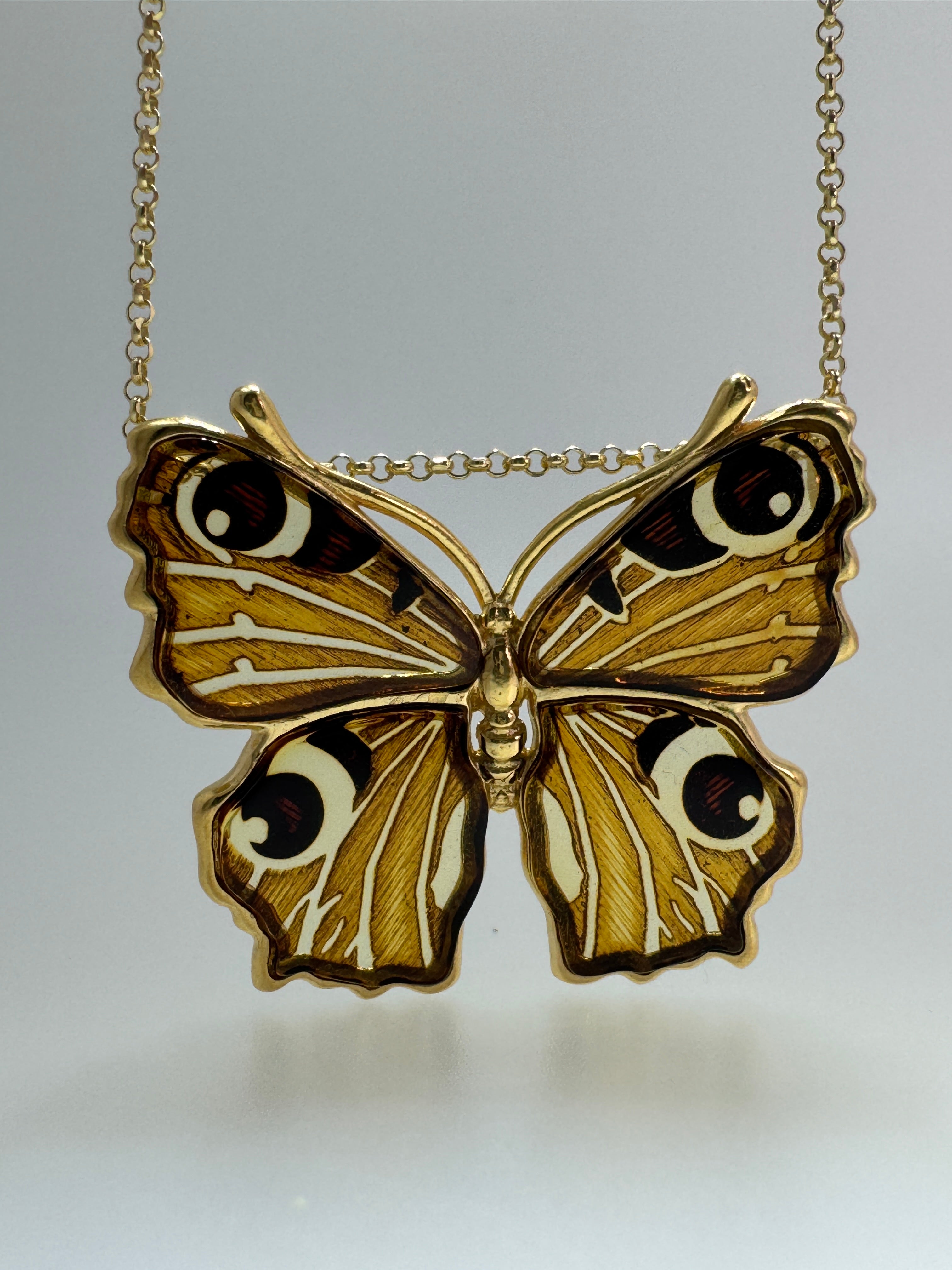 Stunning gold-plated sterling silver Baltic Amber butterfly pendant on gold platted silver chain