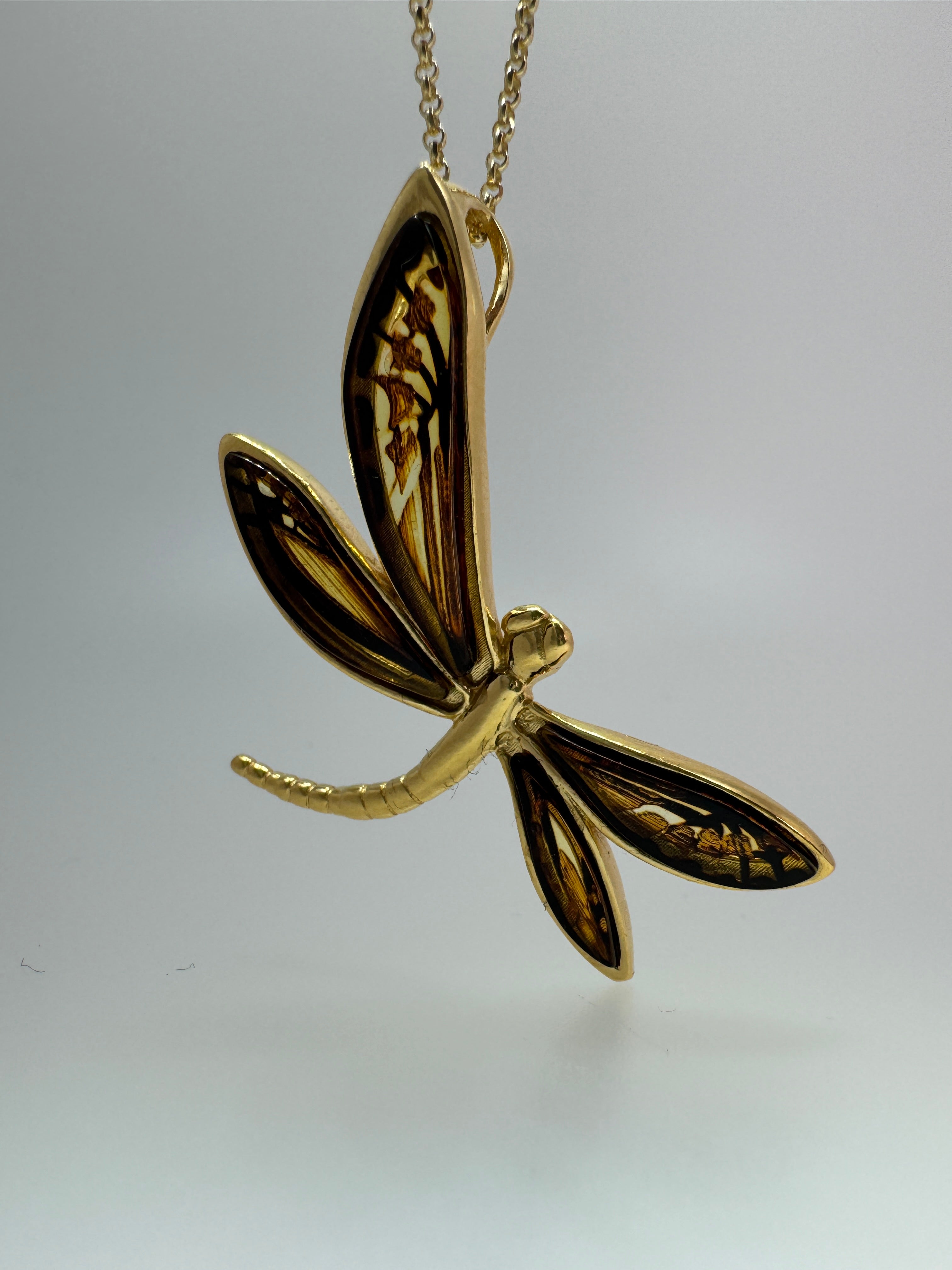 A Dragonfly of Light and Legacy - Gold Platted Sterling Silver Dragonfly Necklace