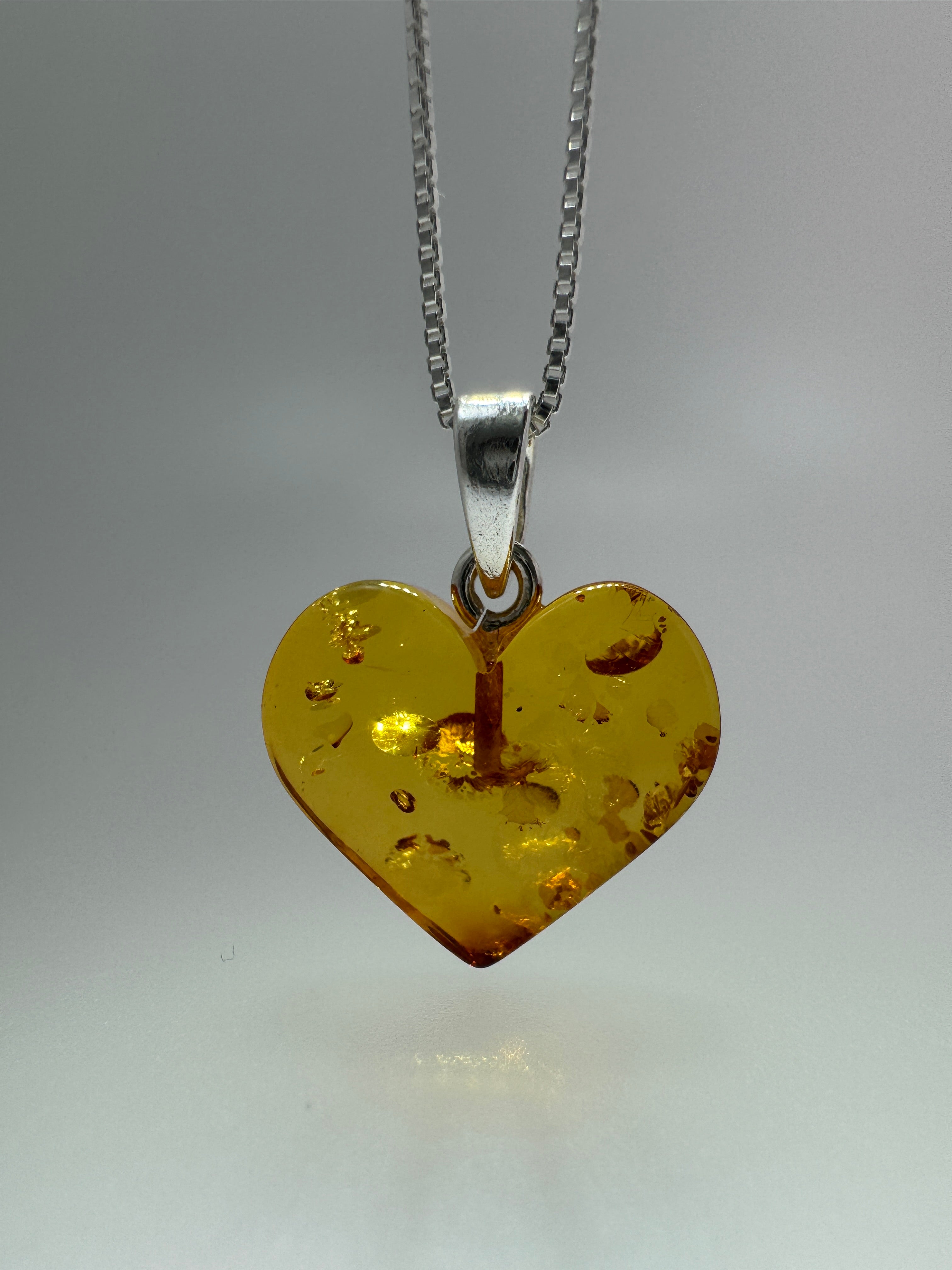 Sterling Silver & Baltic Amber Honey Heart Pendant – A Tiny Treasure Full of Love - Shipped on Chaince of Silver Chain