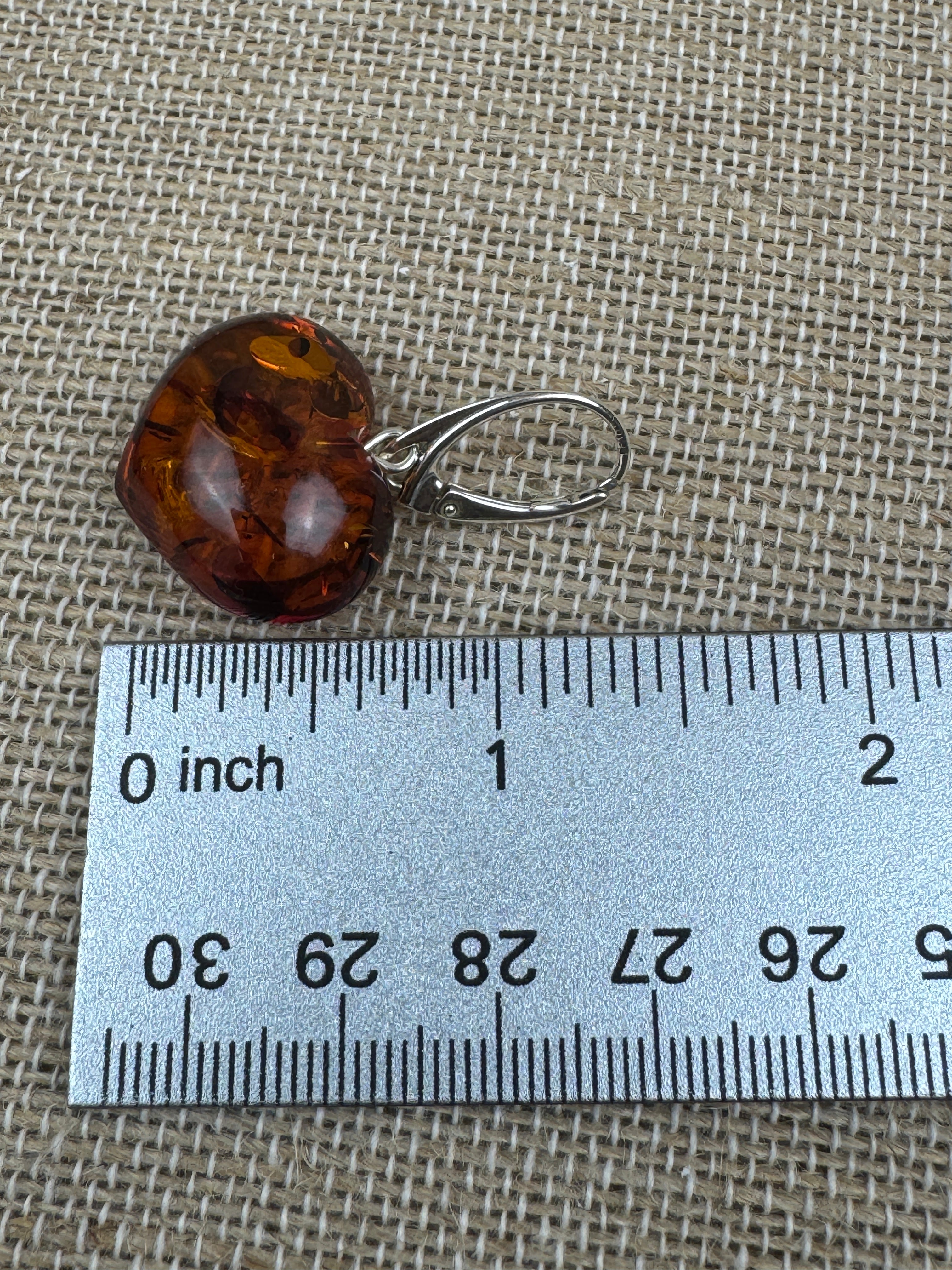 Cognac Baltic Amber Heart Dangle Earrings | Lever Back Handmade Jewelry | Natural Amber Gift for Her
