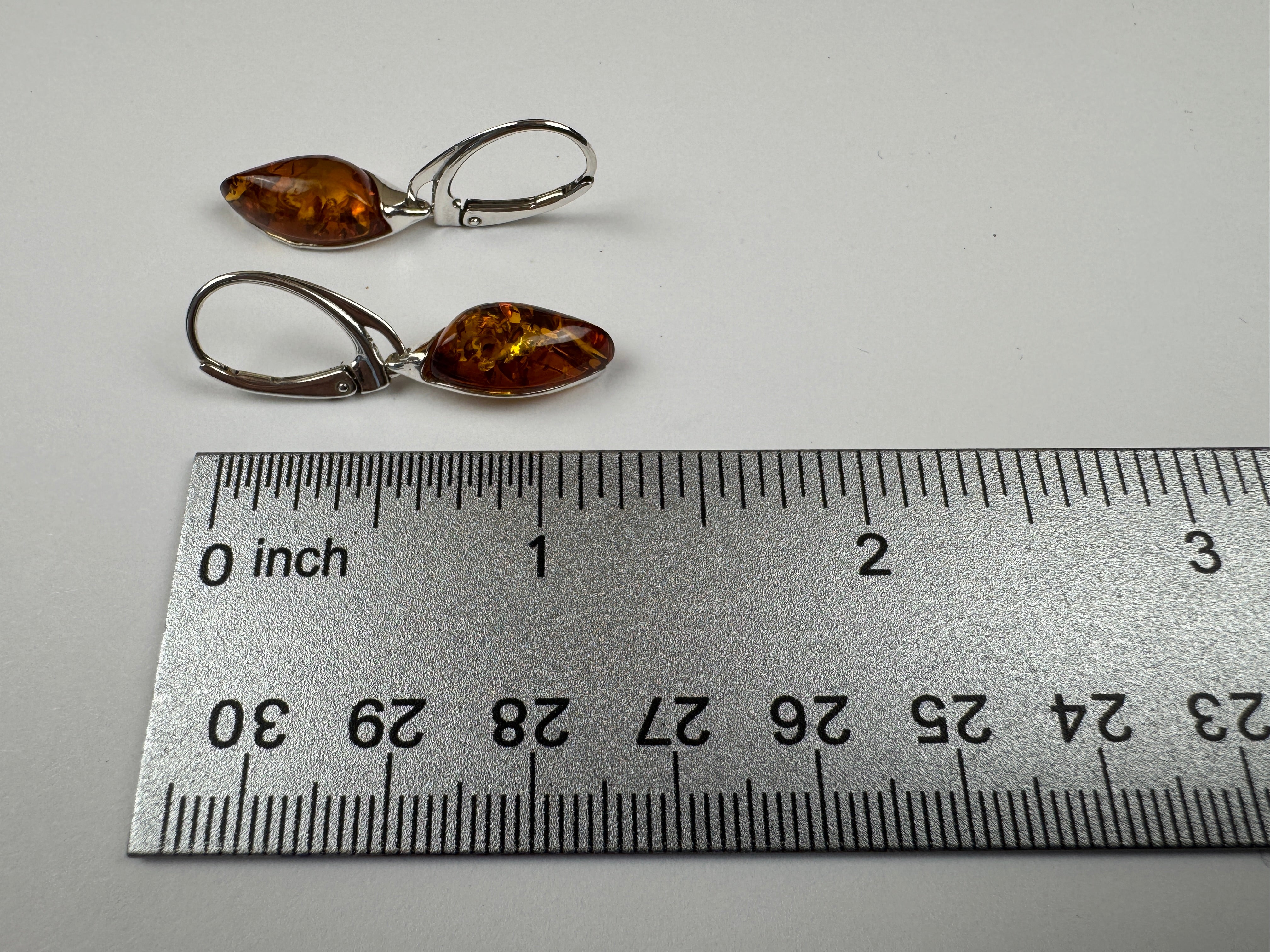 Marquise Baltic Amber Dangle Earrings | Honey Cognac Sterling Silver Lever Backs Handmade in Poland