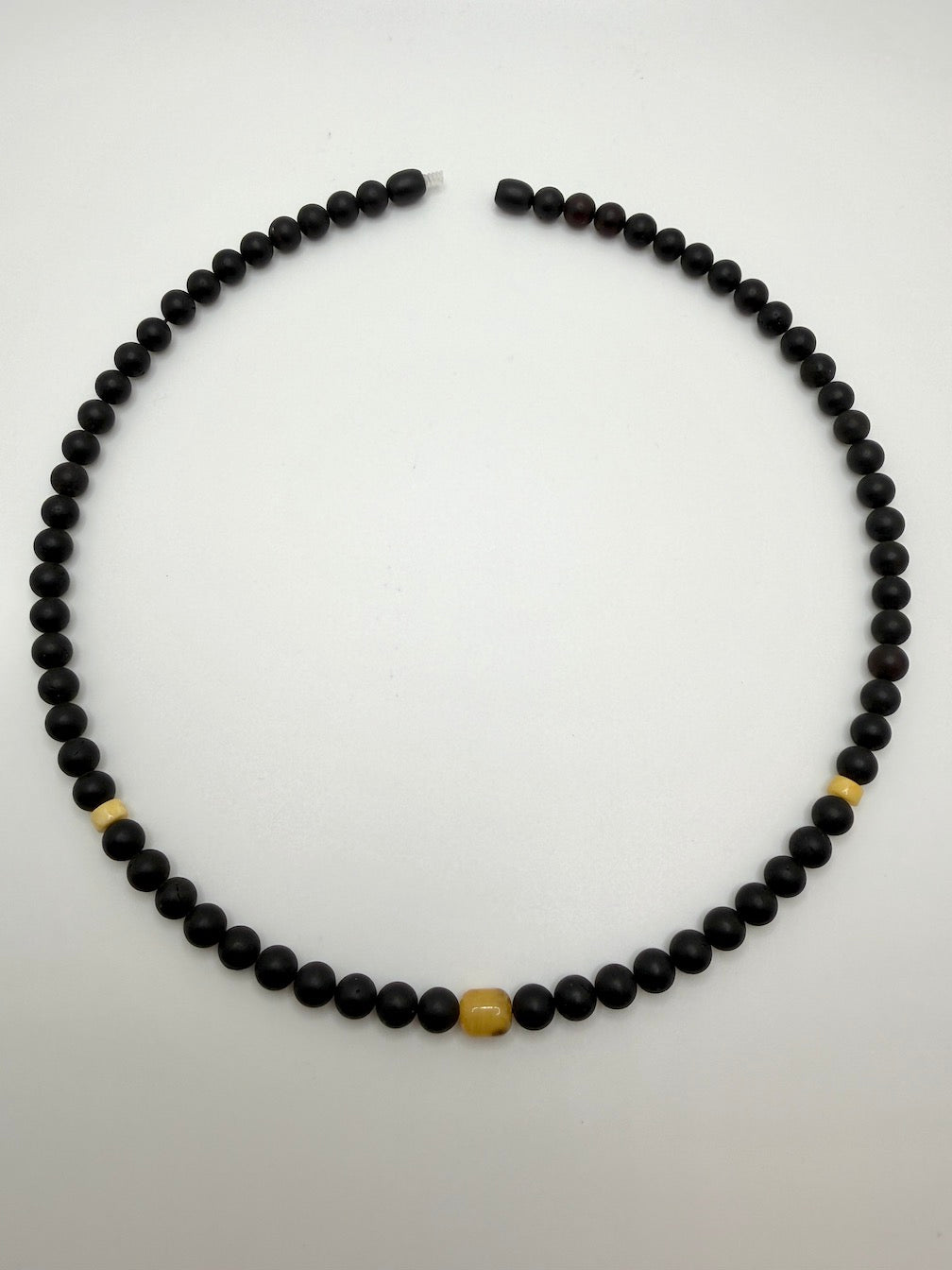 Men’s Natural Baltic Amber Necklace – 21” Unpolished Amber Round Beads with Screw Clasp