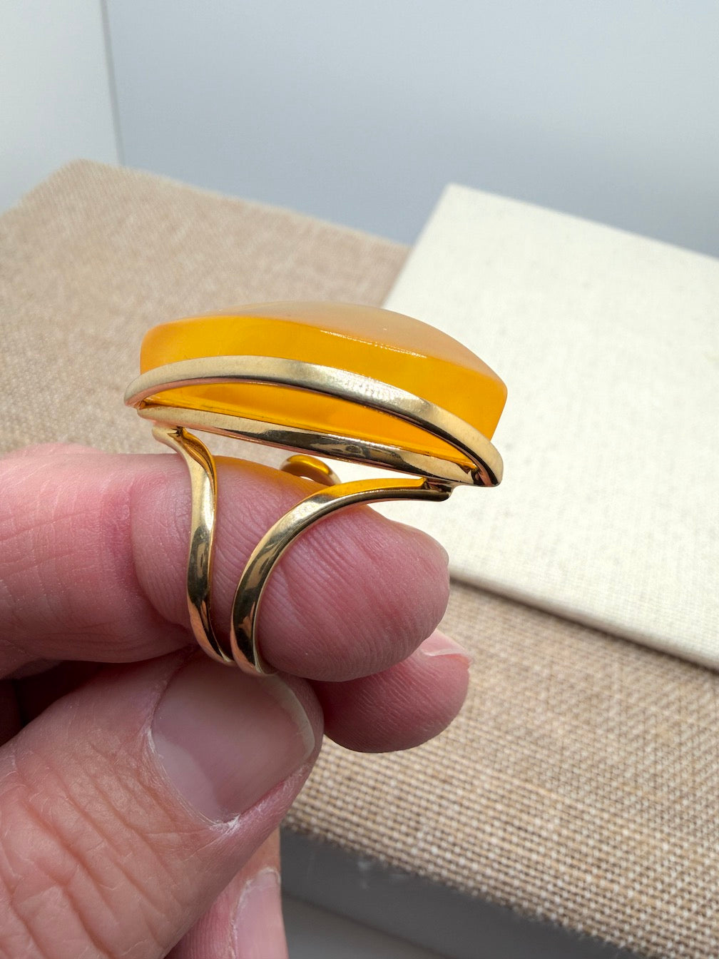 Modern Elegant Butterscotch Baltic Amber Ring in Sterling Silver