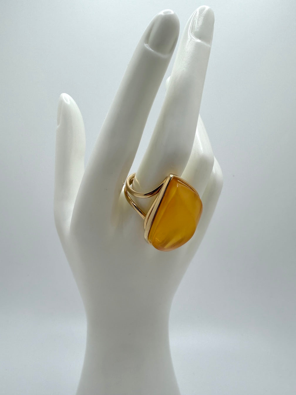 Modern Elegant Butterscotch Baltic Amber Ring in Sterling Silver