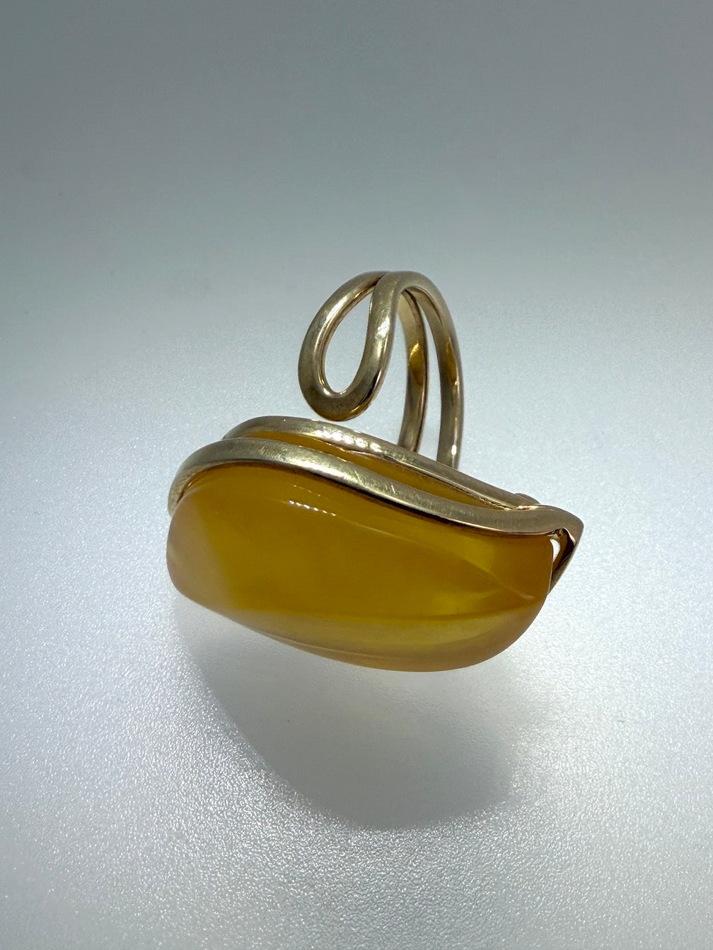 Modern Elegant Butterscotch Baltic Amber Ring in Sterling Silver