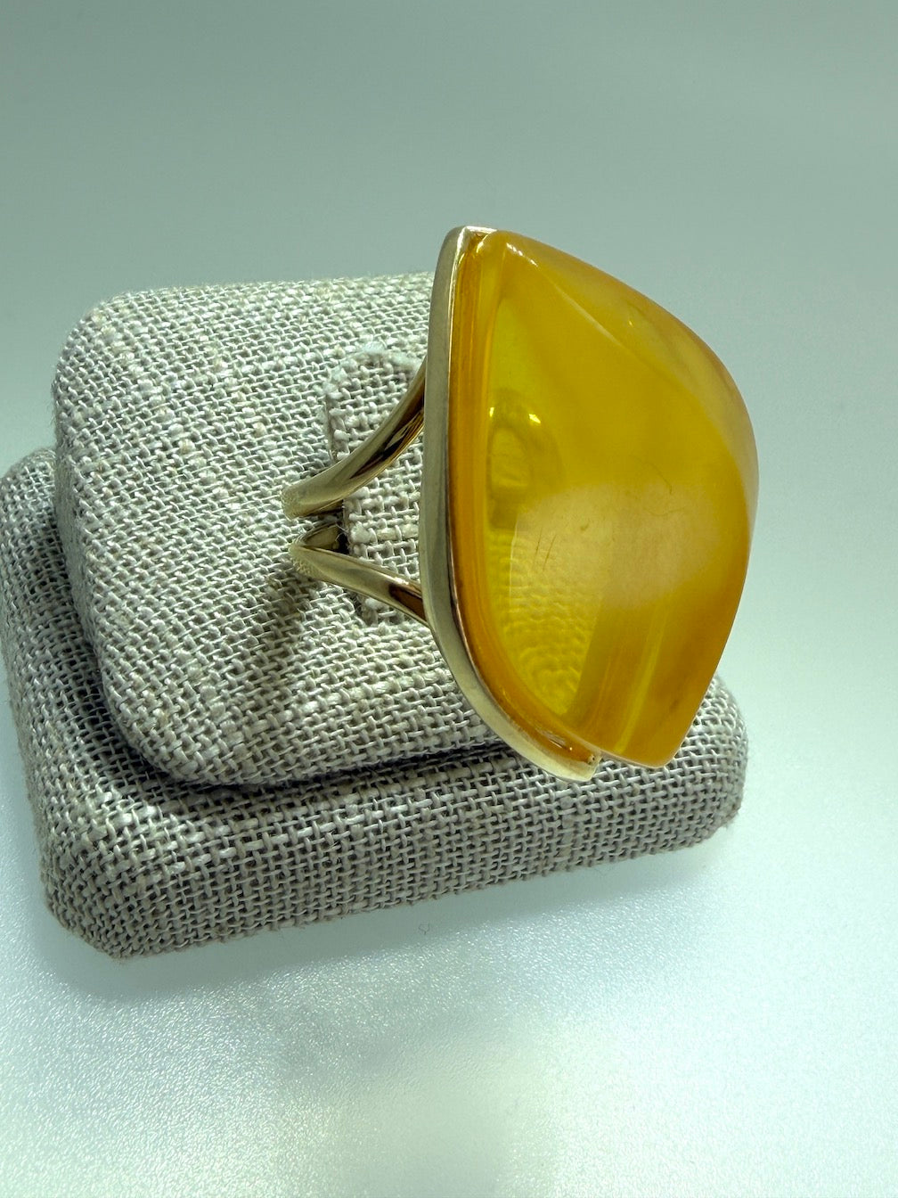Modern Elegant Butterscotch Baltic Amber Ring in Sterling Silver