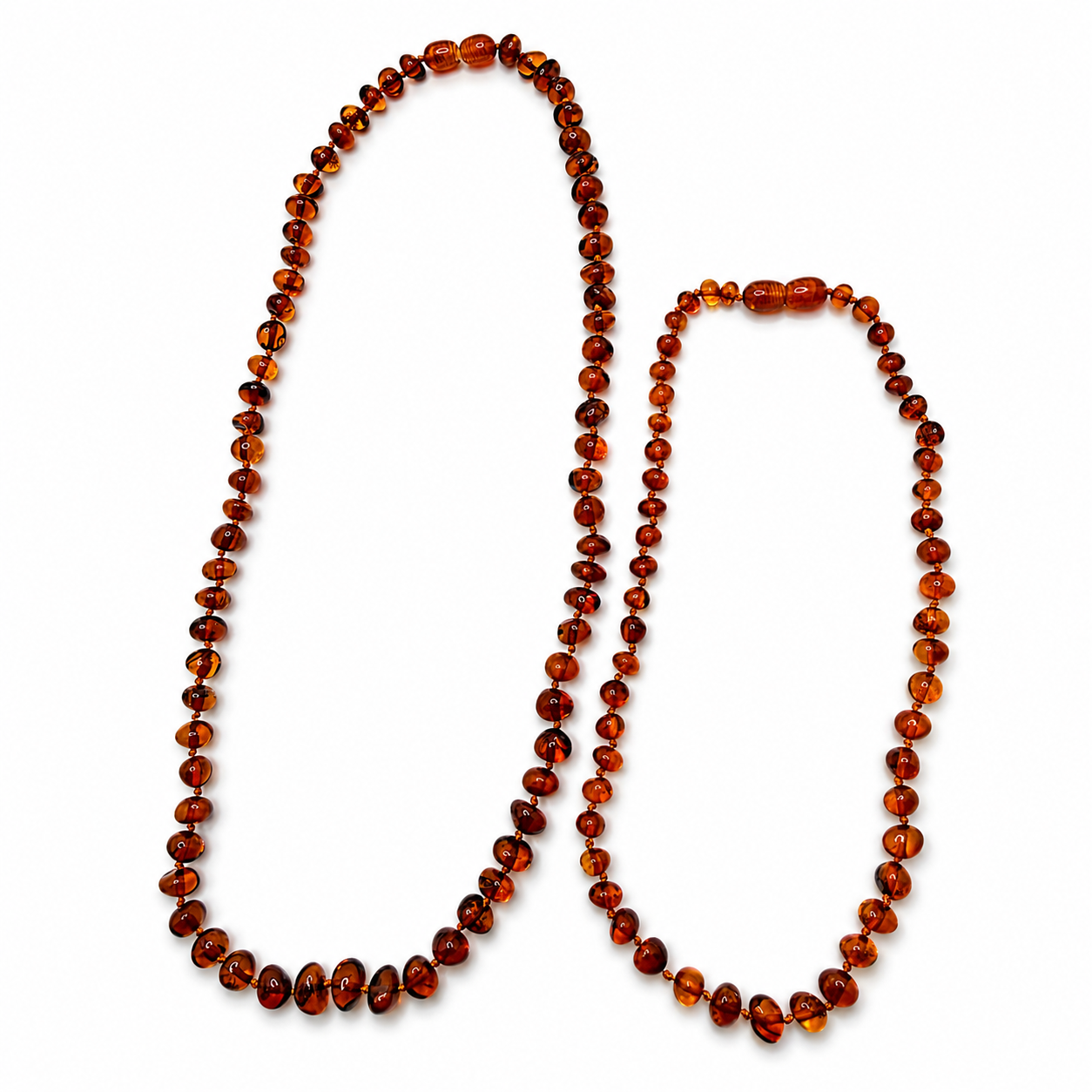 Genuine Baltic Amber Mother & Baby Matching Necklace Set – Honey Amber Beaded Necklace – Knotted Amber – Teething Necklace