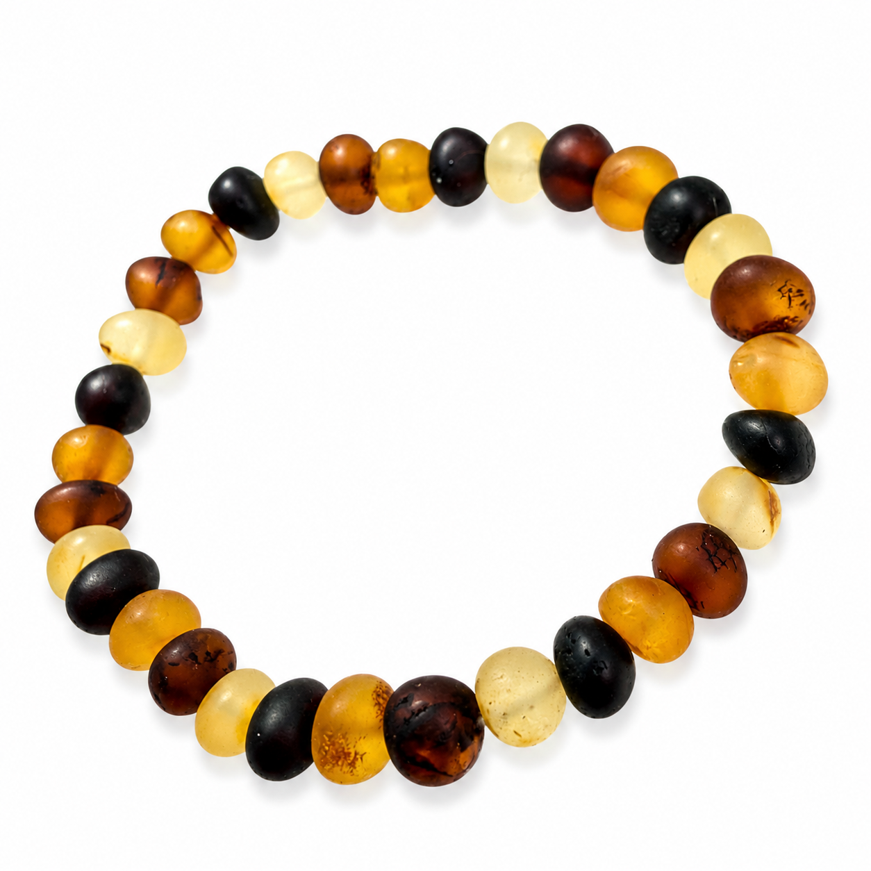 Multicolor Genuine Baltic Amber Stretch Bracelet Handmade Baltic Amber Bracelet Natural Unpolished Amber Jewelry Gift for Her