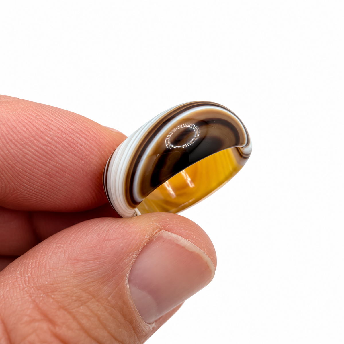 Natural Banded Agate Ring – Genuine Gemstone Band Ring
