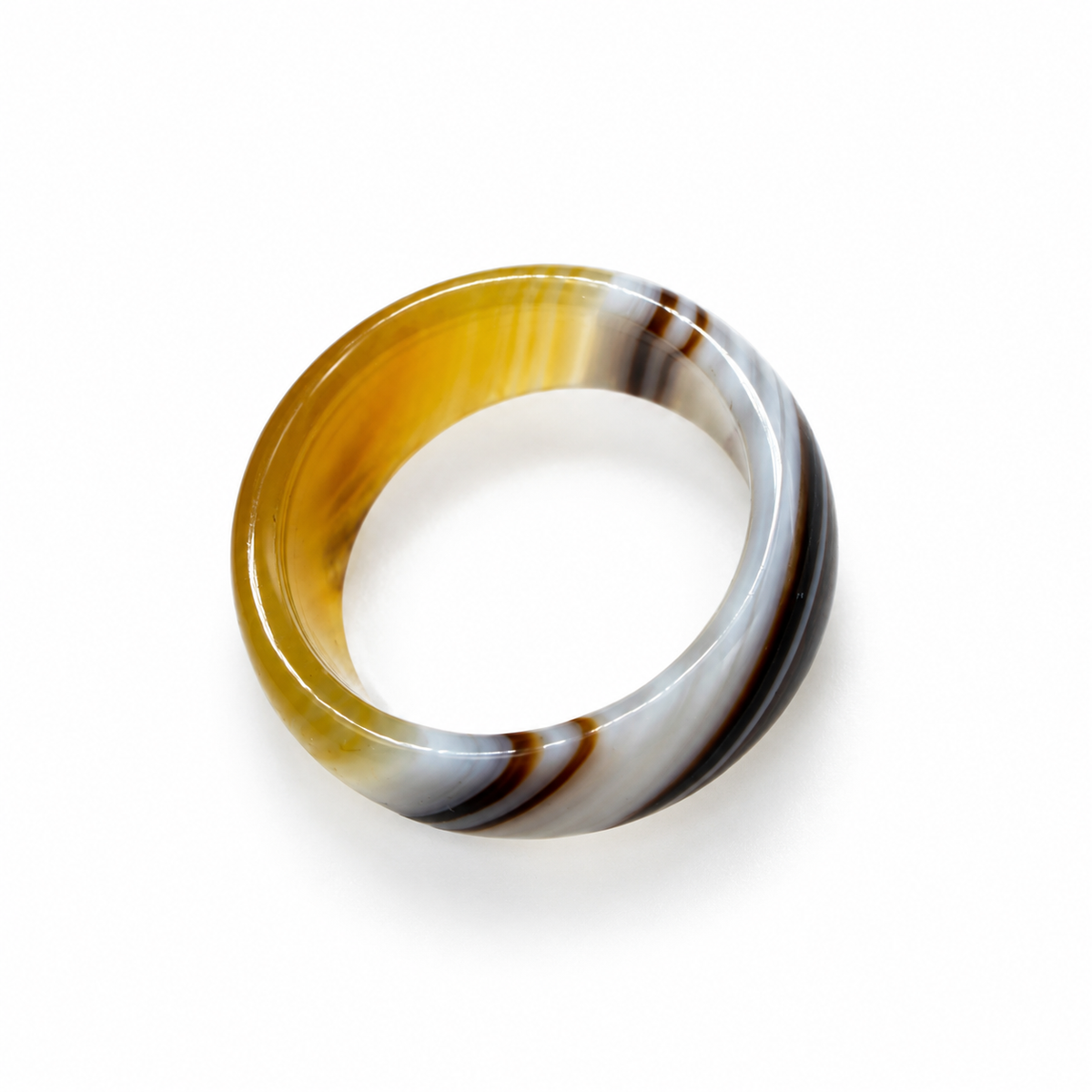 Natural Banded Agate Ring – Genuine Gemstone Band Ring