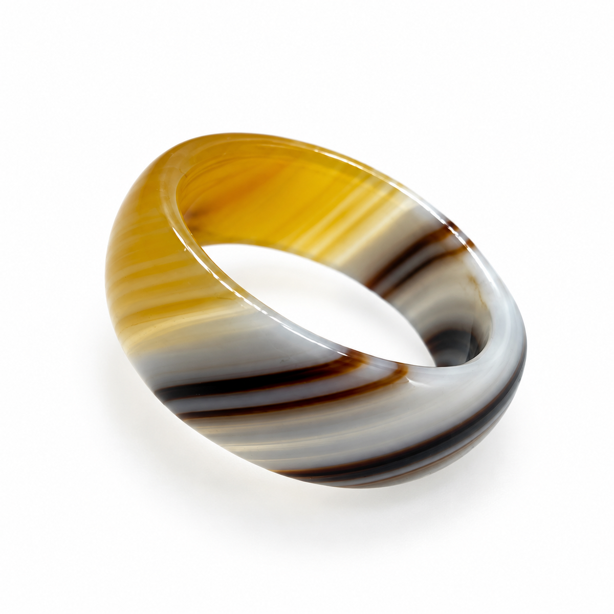 Natural Banded Agate Ring – Genuine Gemstone Band Ring