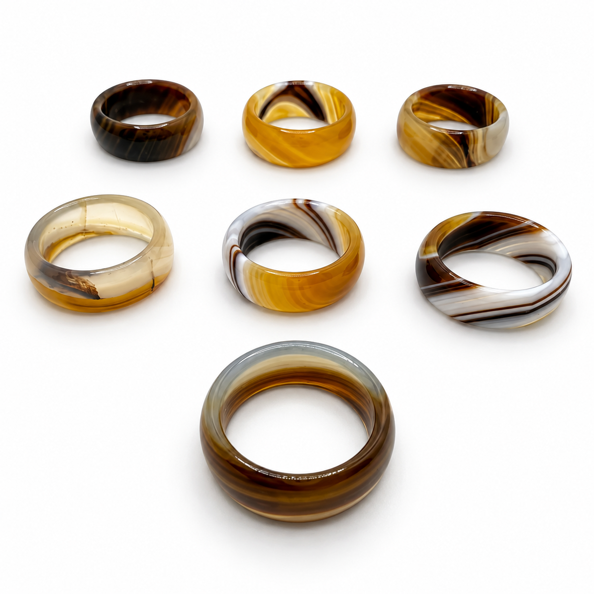 Natural Banded Agate Ring – Genuine Gemstone Band Ring