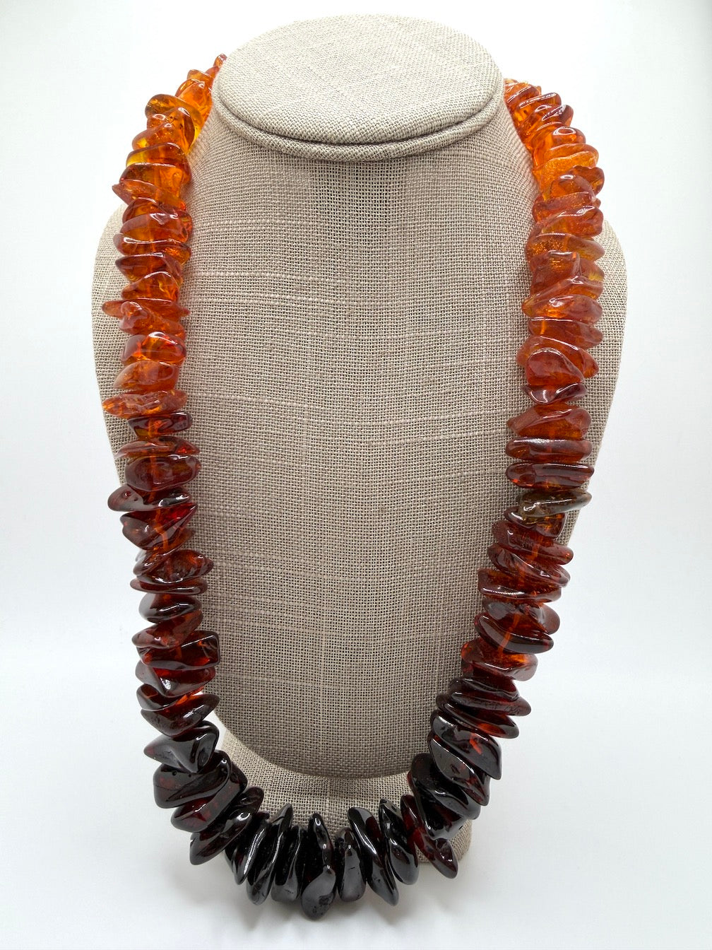 Ombre Baltic Amber Graduated Bead Necklace - Lemon thru Honey into Cherry