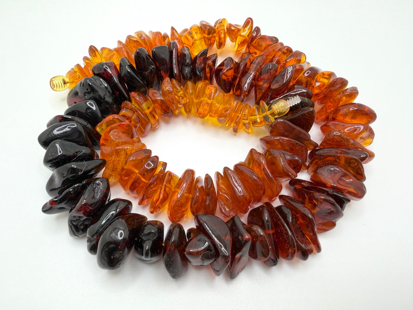 Ombre Baltic Amber Graduated Bead Necklace - Lemon thru Honey into Cherry
