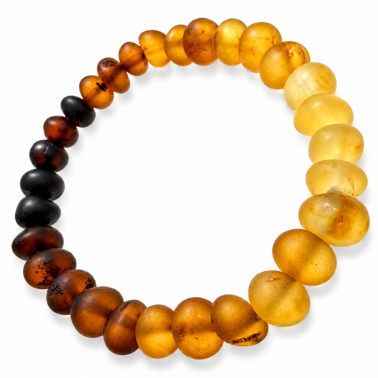Ombre Genuine Baltic Amber Stretch Bracelet Handmade Baltic Amber Gradient Bracelet Natural Unpolished Amber Jewelry Gift for Her