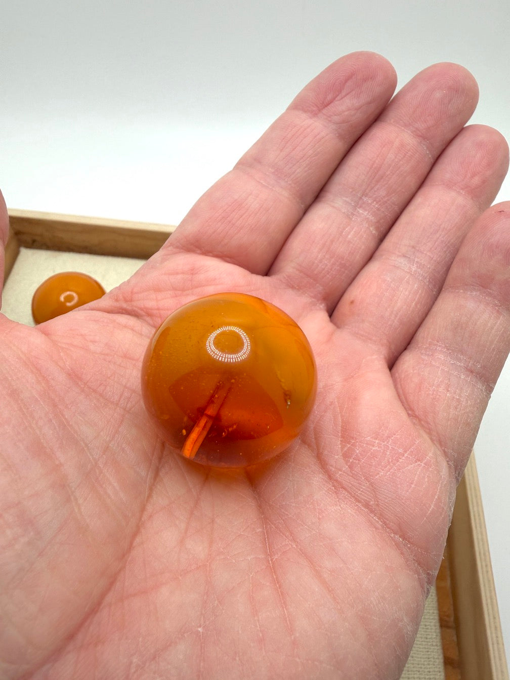 Oversized Baltic Amber Ball Pendant | Rare Butterscotch & Honey Yellow Amber | Large Perfect Round Drilled Amber Sphere