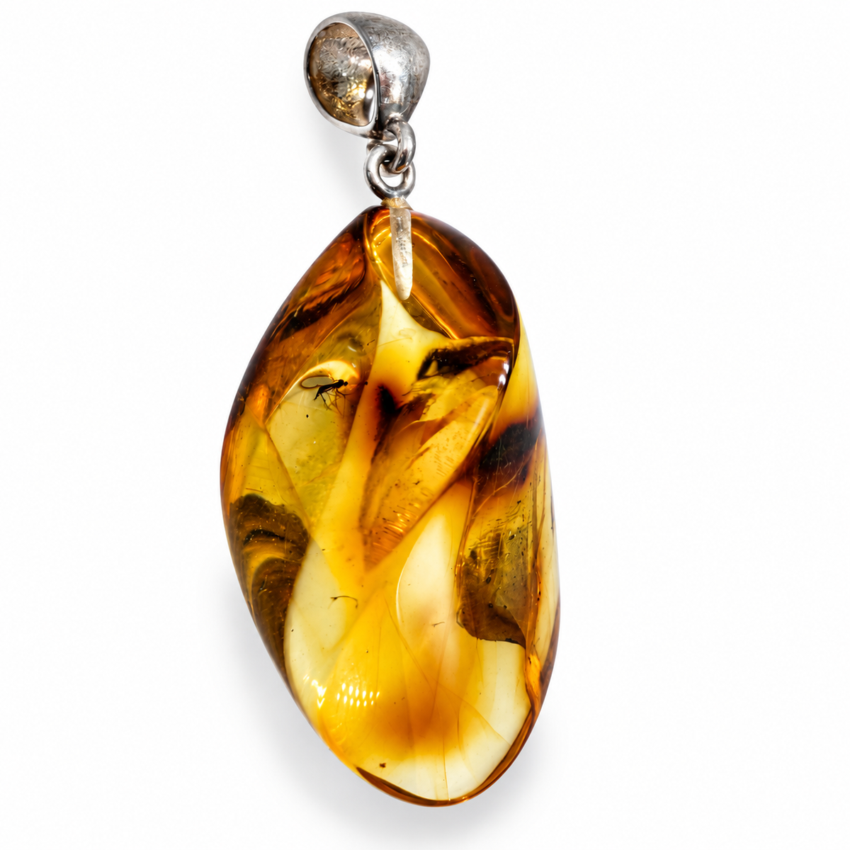 Rare Baltic Amber Insect Inclusion Pendant Necklace, Genuine Amber Fossil Jewelry,