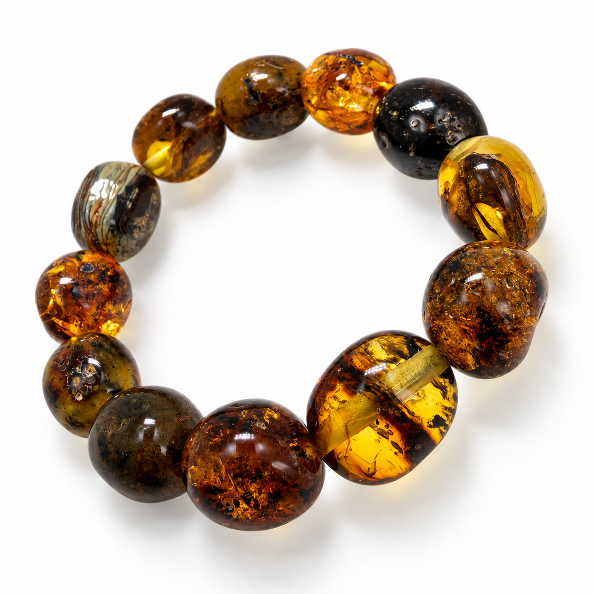 Rare Museum Quality Genuine Baltic Amber Stretch Bracele