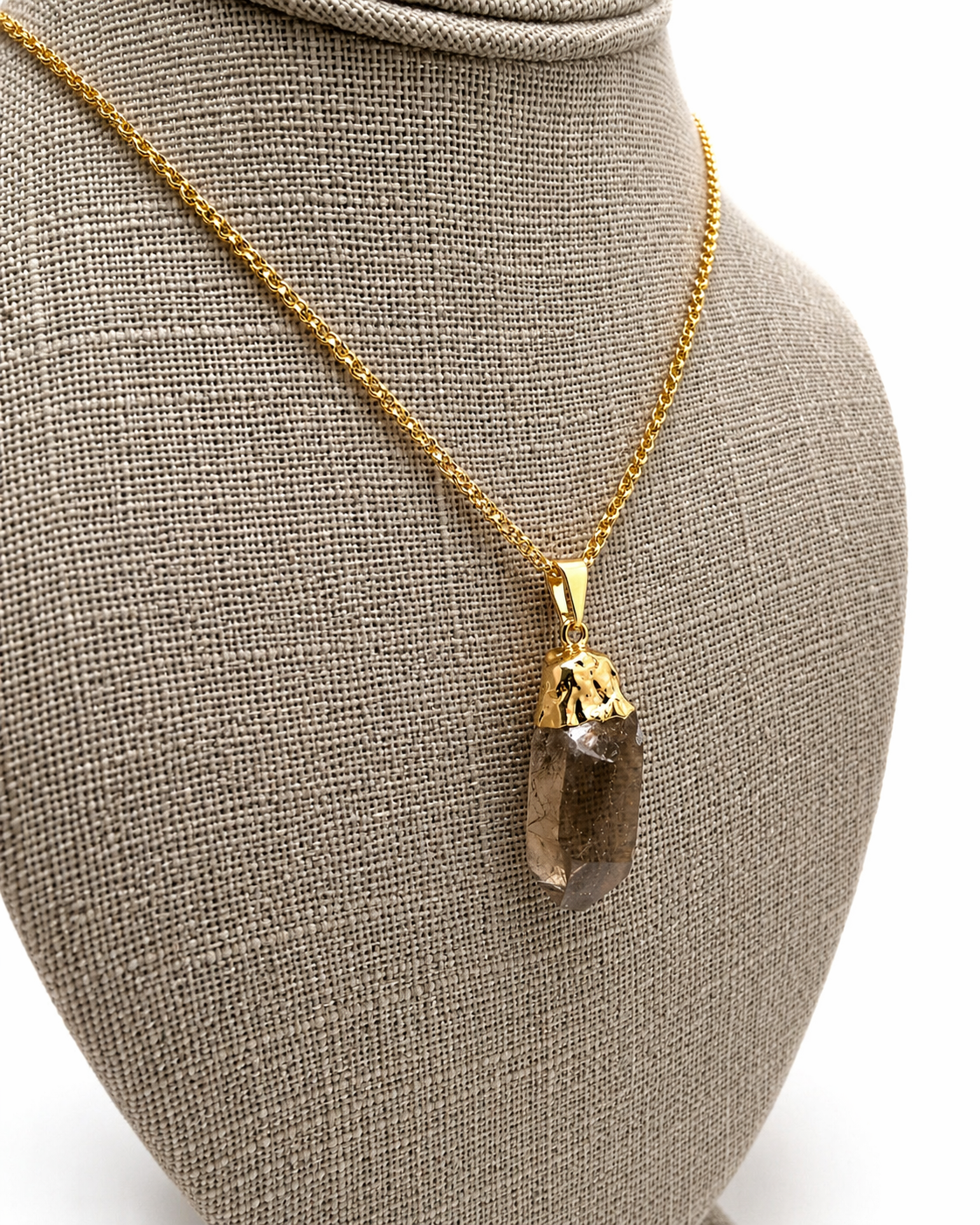 Smoky Quartz Agate Spike Pendant Necklace, Gold or Silver Plated Chain, Handmade Brazil Gemstone Jewelry, Crystal Point Necklace, Minimalist Statement Piece