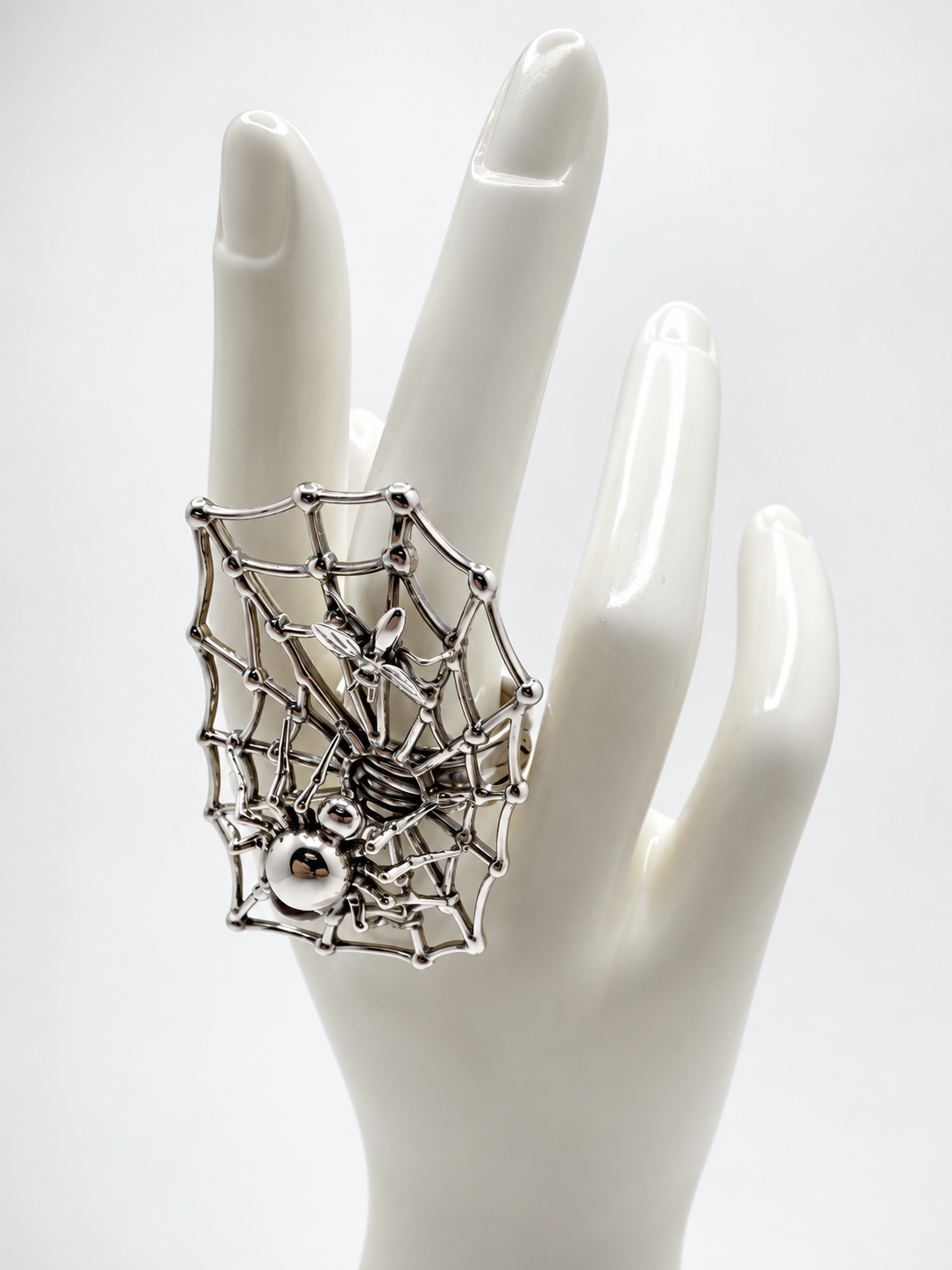 Large Baltic Amber Spider & Web Statement Ring
