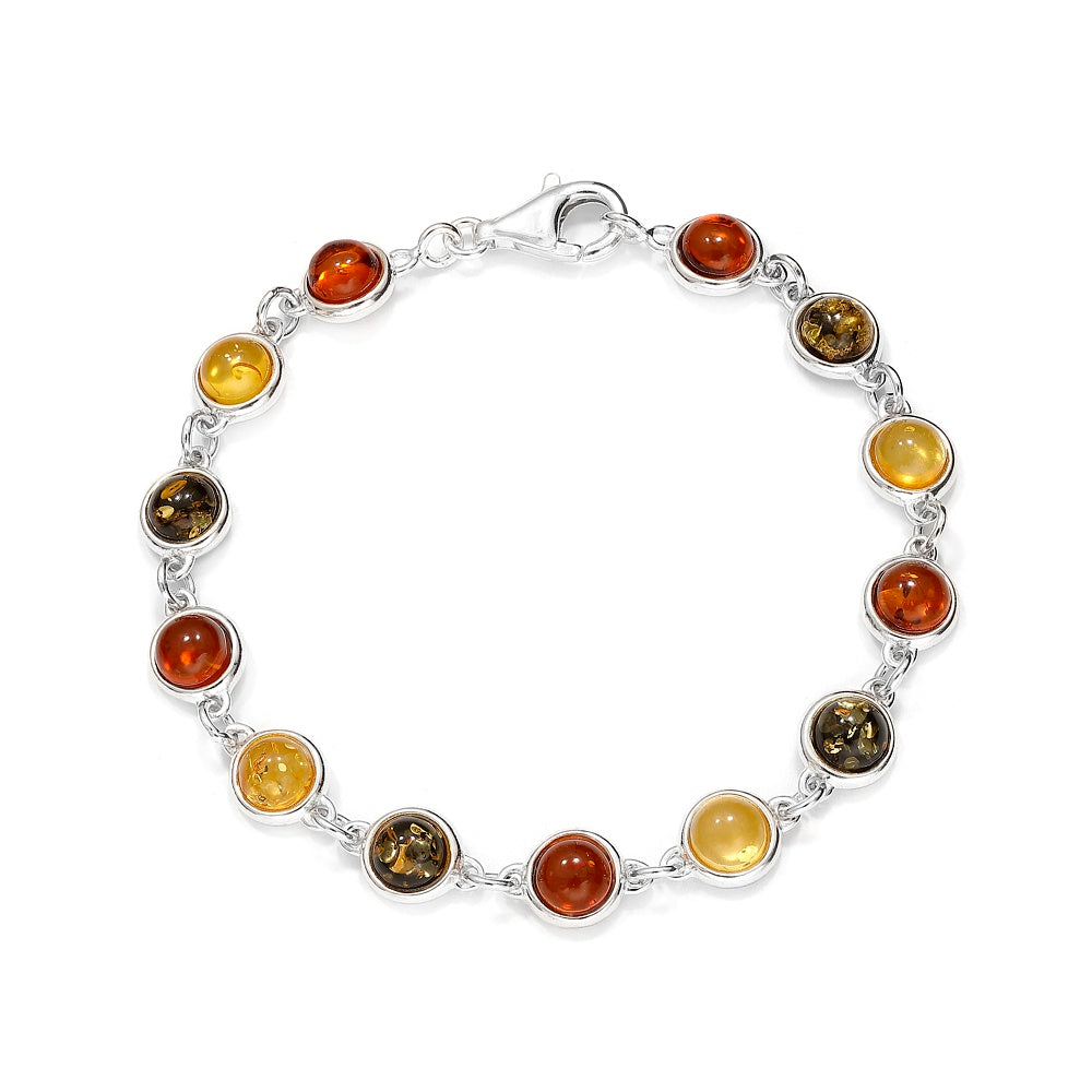Sterling Silver Baltic Amber Link Bracelet – Handmade in Poland 