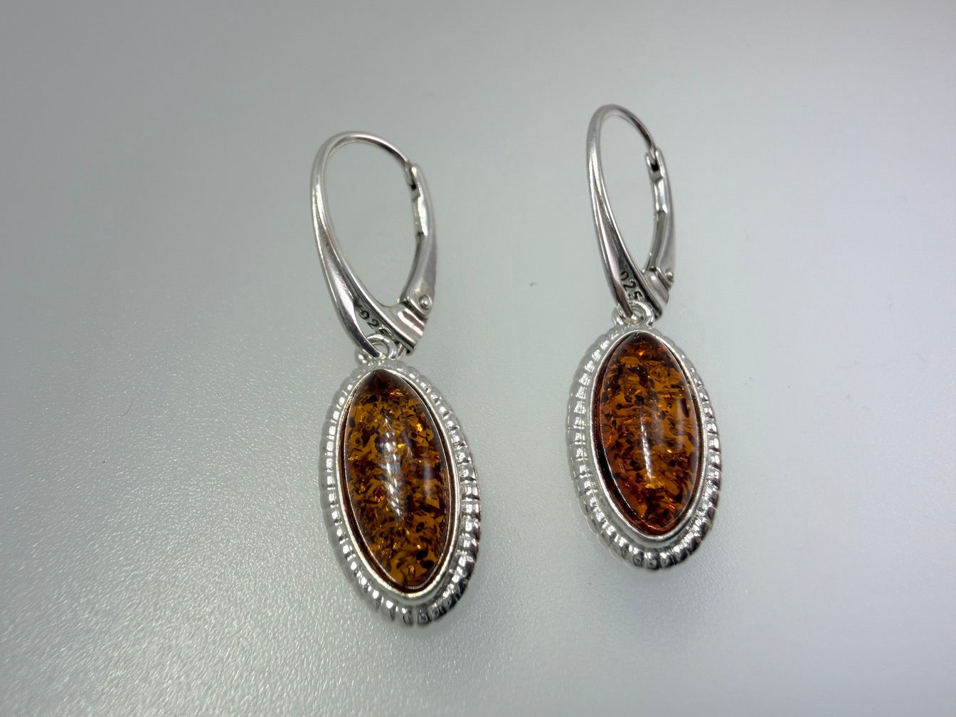 Sterling Silver Baltic Amber Round Drop Lever Back Earrings – Honey or Green