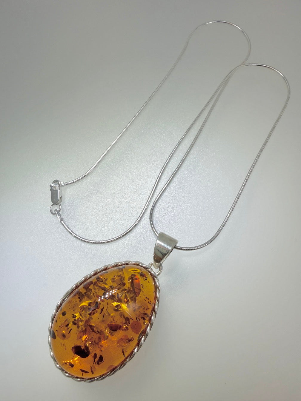 Sterling Silver Honey Baltic Amber Ombre Pendant Necklace – Genuine Baltic Amber Jewelry
