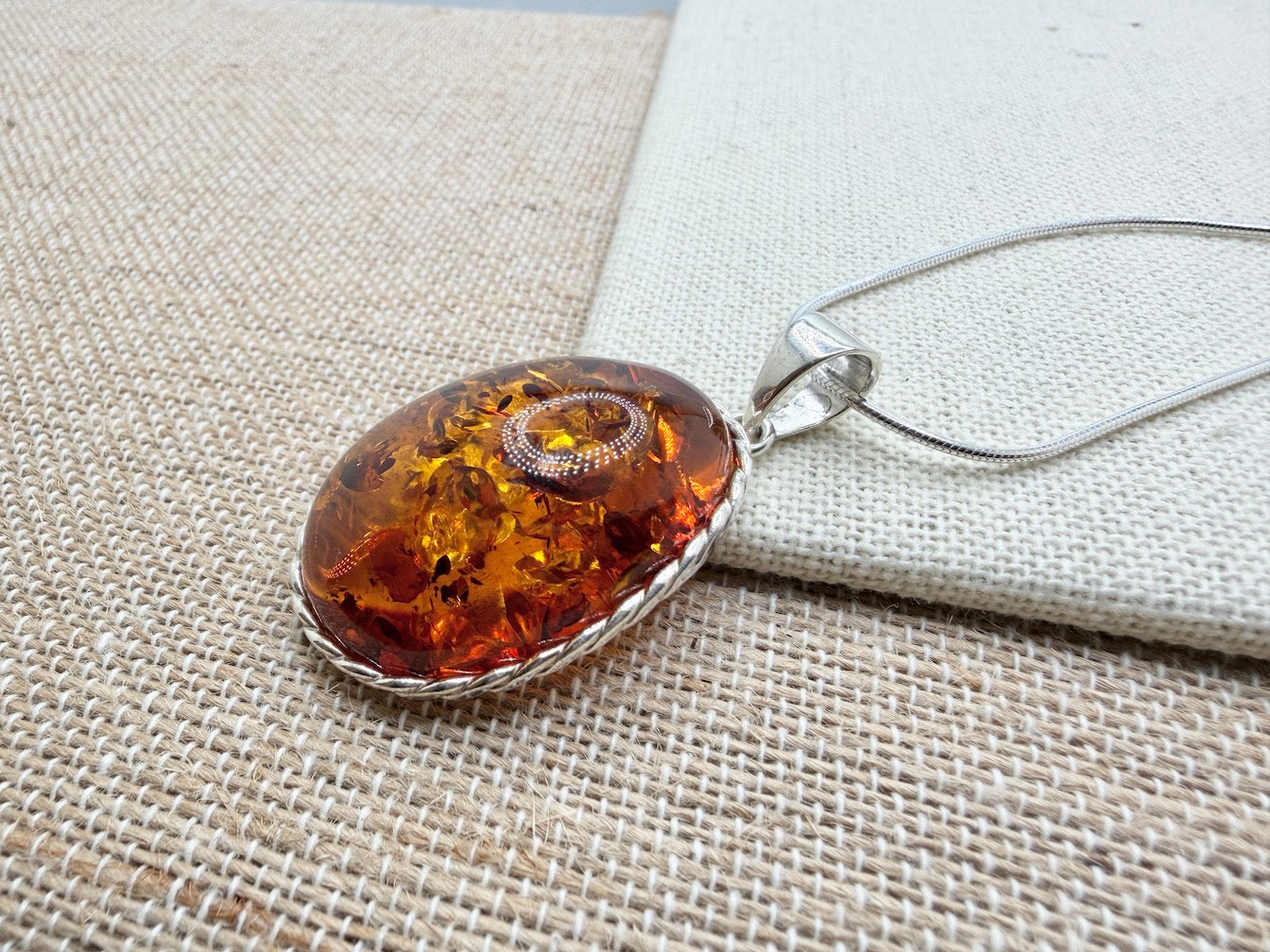 Sterling Silver Honey Baltic Amber Ombre Pendant Necklace – Genuine Baltic Amber Jewelry