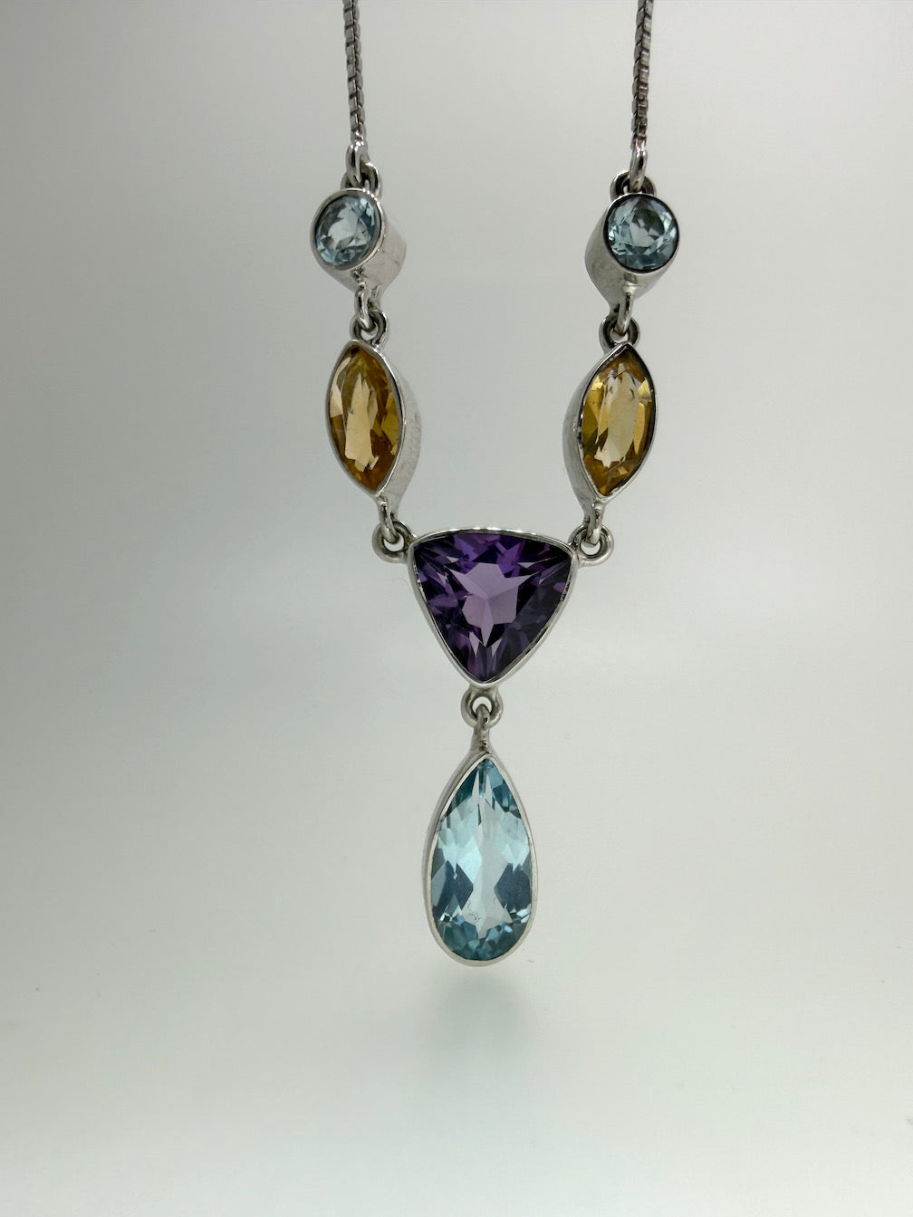 Sterling Silver Multi Stone Necklaces – Larimar, Blue Topaz, Opal, Lapis, Moonstone, Pearl, Quartz & Onyx