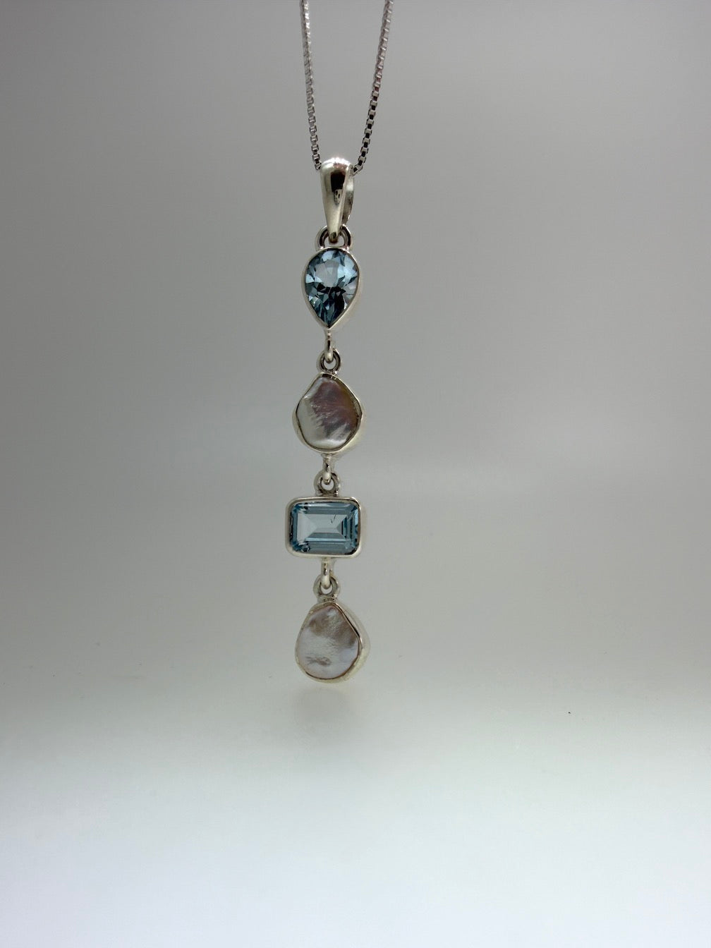 Sterling Silver Multi Stone Necklaces – Larimar, Blue Topaz, Opal, Lapis, Moonstone, Pearl, Quartz & Onyx
