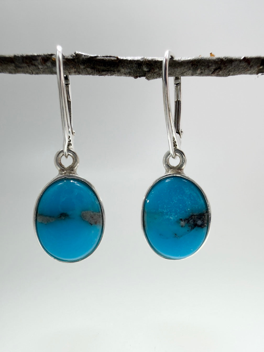 Sterling Silver & Genuine American Sleeping Beauty Turquoise Pendant and Earrings Set | Handmade in Poland