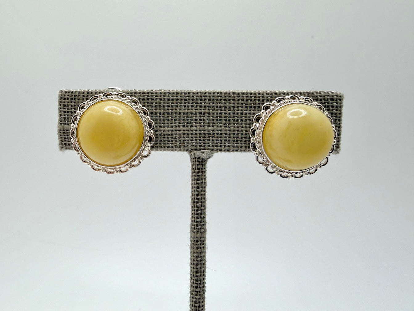 Sterling Silver & Genuine Baltic Amber Clip-On Earrings - Honey or Butterscotch