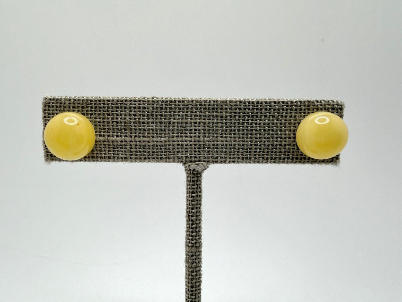 Sterling Silver & Genuine Baltic Amber Stud Earrings • 10mm Butterscotch Amber • Everyday Classic