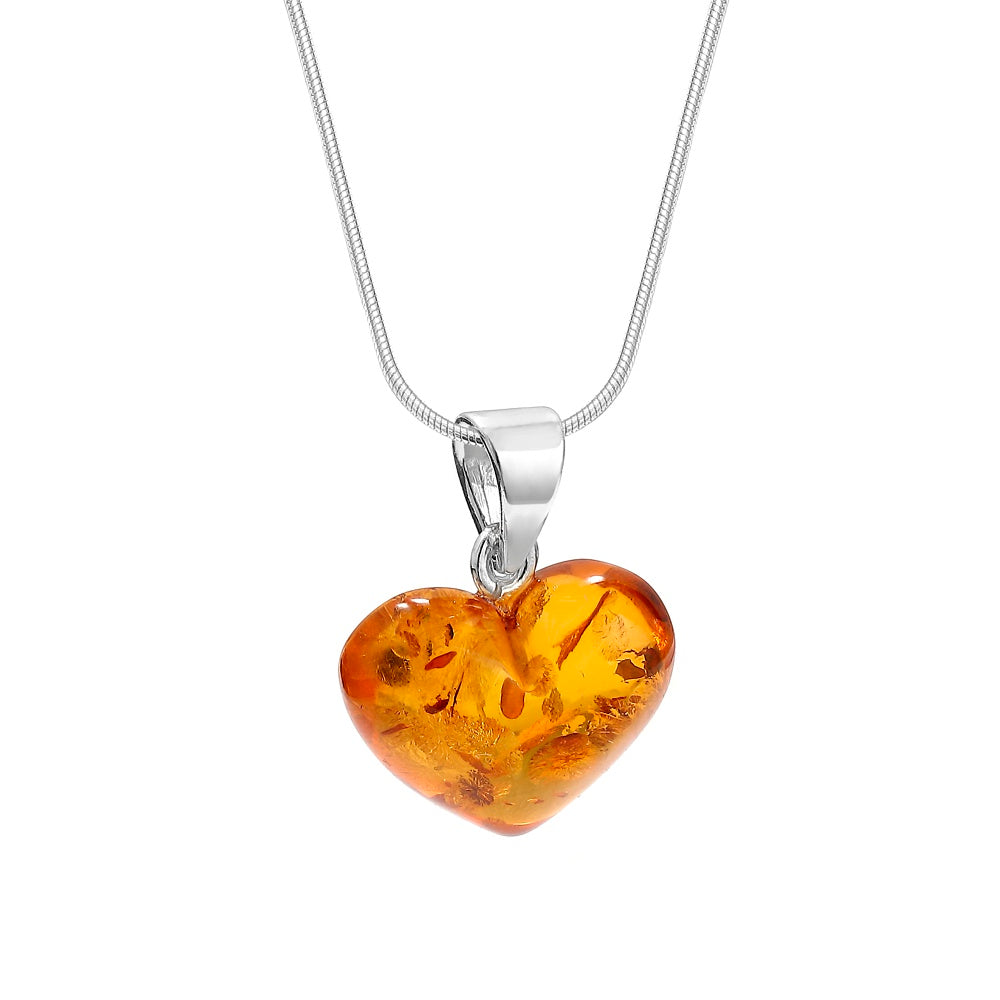 Sterling Silver & Baltic Amber Honey Heart Pendant – A Tiny Treasure Full of Love - Shipped on Chaince of Silver Chain