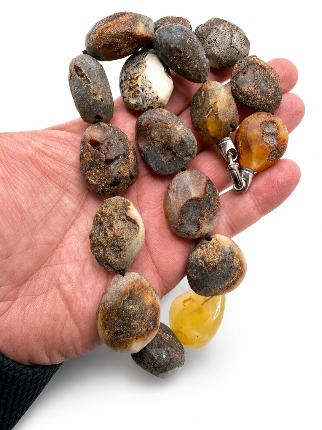 Rare Organic Baltic Amber Necklace – Natural Unpolished Butterscotch, White & Brown Amber
